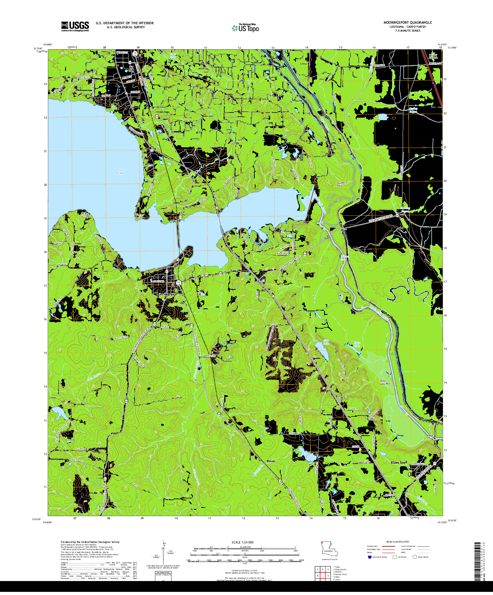 USGS US TOPO 7.5-MINUTE MAP FOR MOORINGSPORT, LA 2018