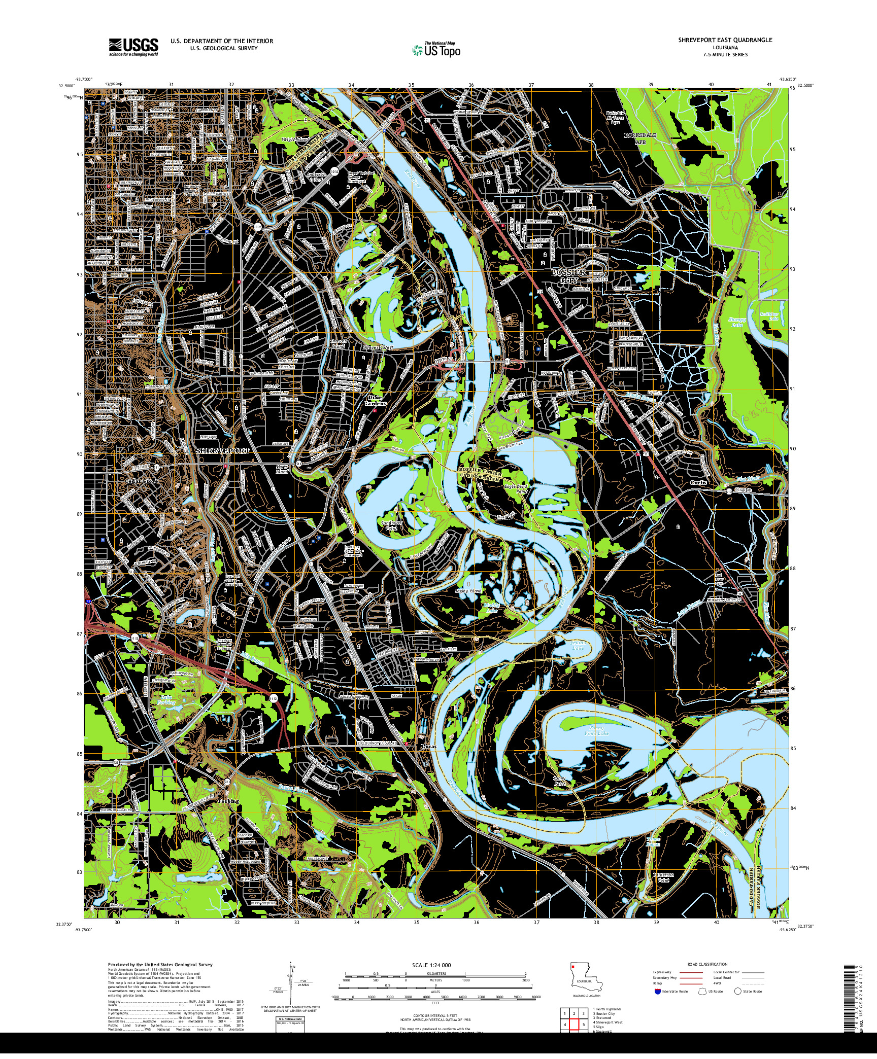 USGS US TOPO 7.5-MINUTE MAP FOR SHREVEPORT EAST, LA 2018