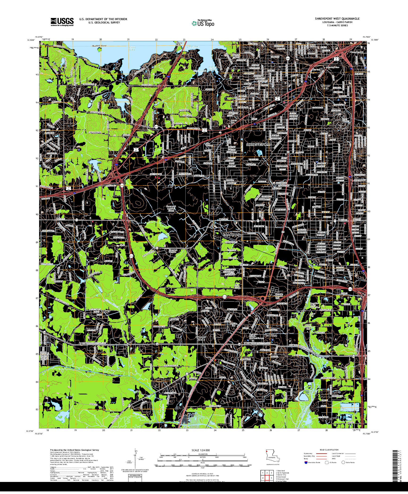 USGS US TOPO 7.5-MINUTE MAP FOR SHREVEPORT WEST, LA 2018