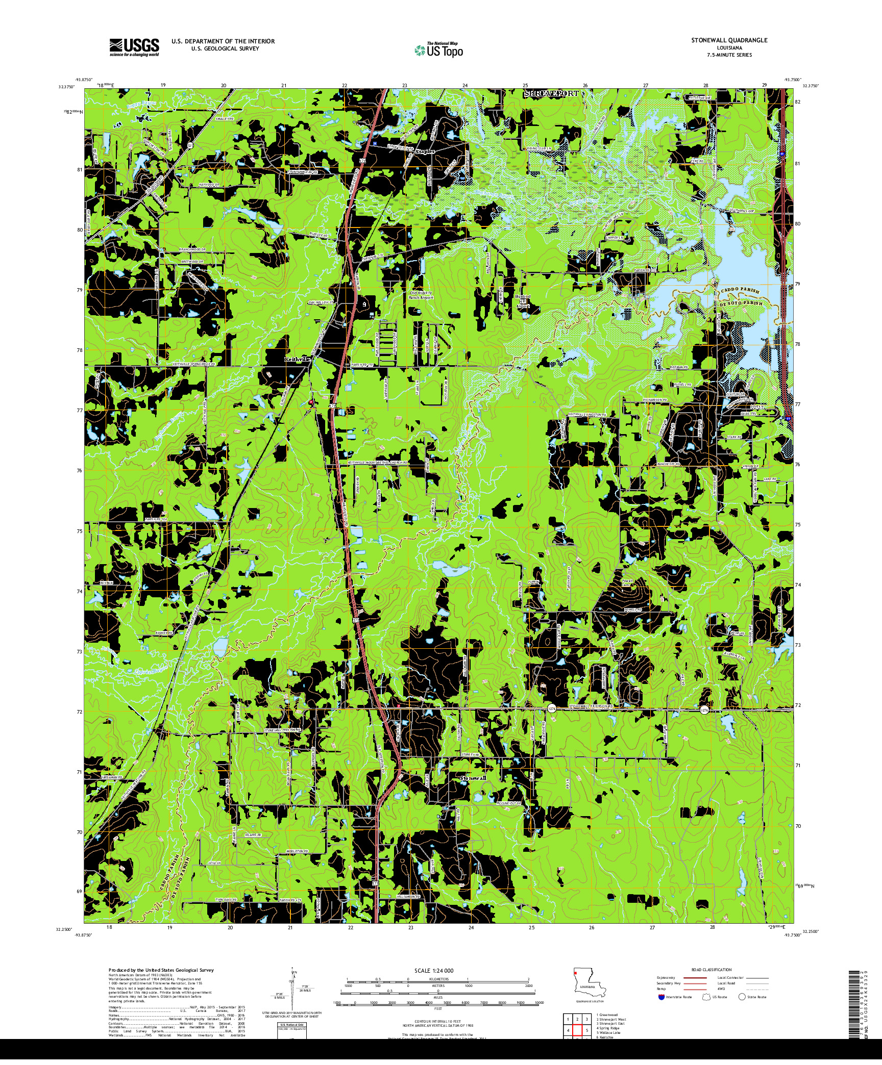 USGS US TOPO 7.5-MINUTE MAP FOR STONEWALL, LA 2018