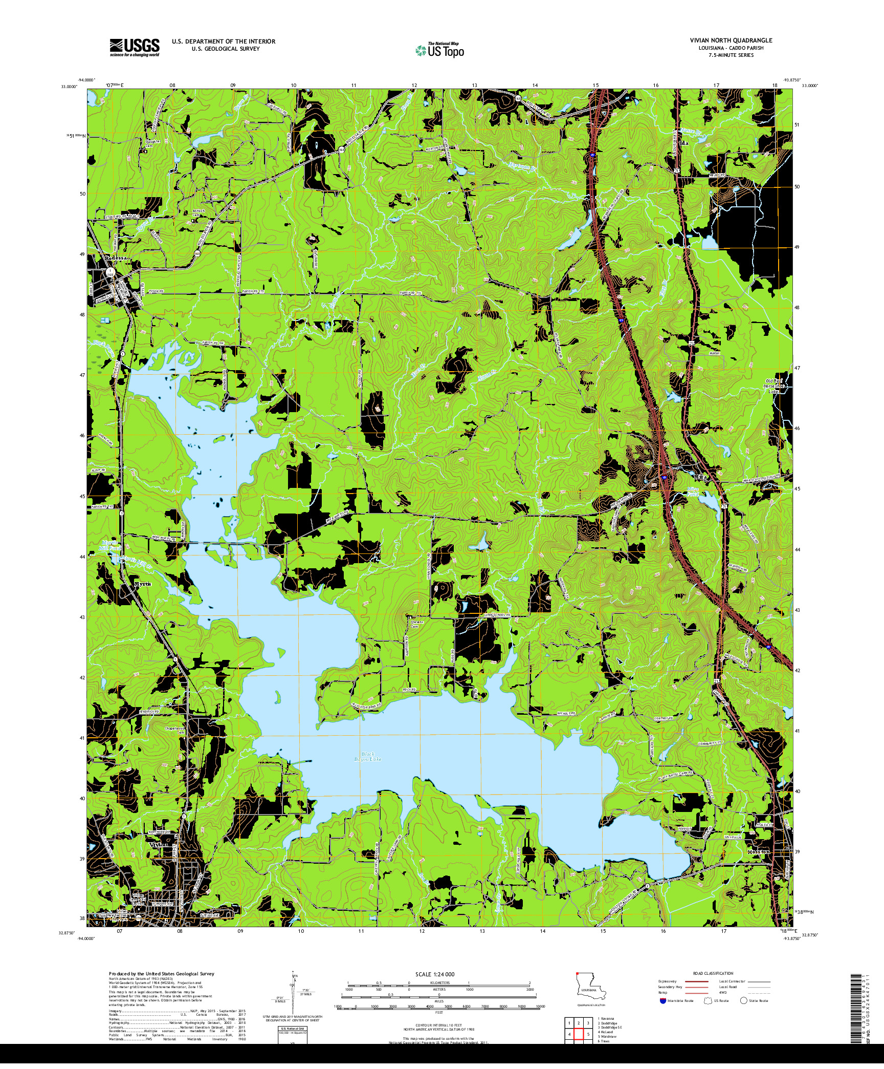 USGS US TOPO 7.5-MINUTE MAP FOR VIVIAN NORTH, LA 2018