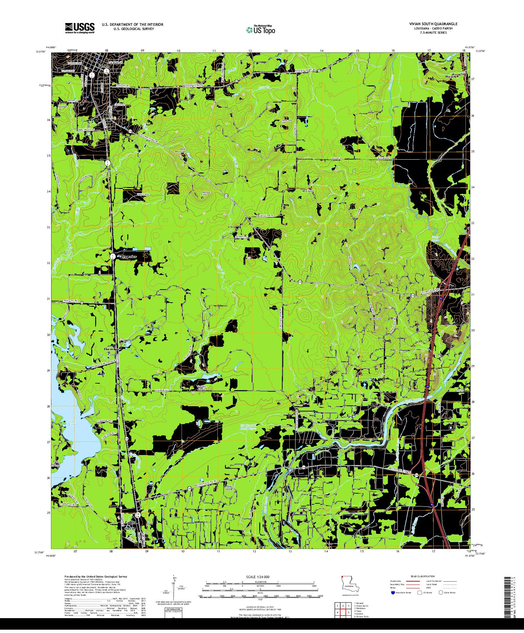 USGS US TOPO 7.5-MINUTE MAP FOR VIVIAN SOUTH, LA 2018