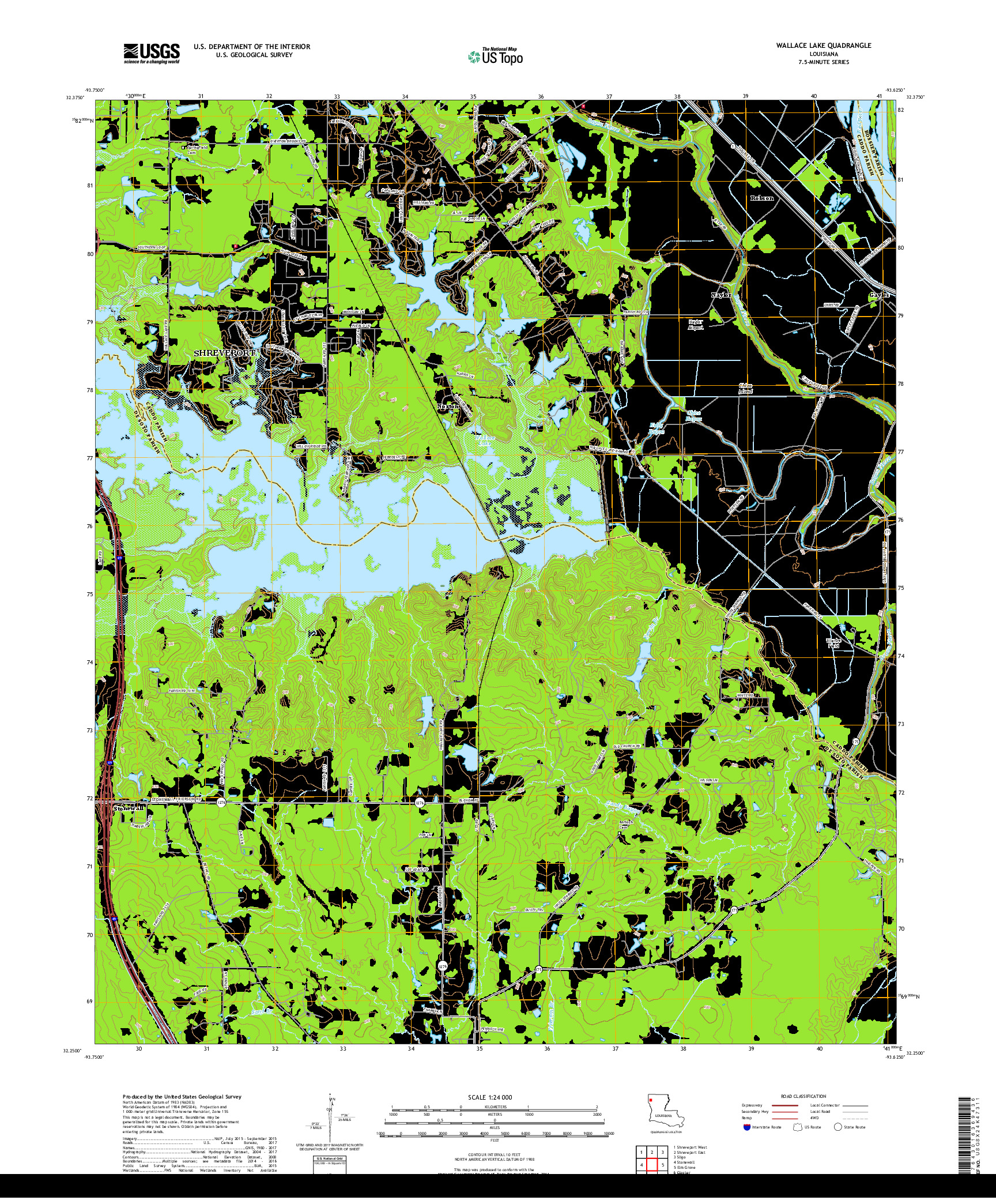 USGS US TOPO 7.5-MINUTE MAP FOR WALLACE LAKE, LA 2018