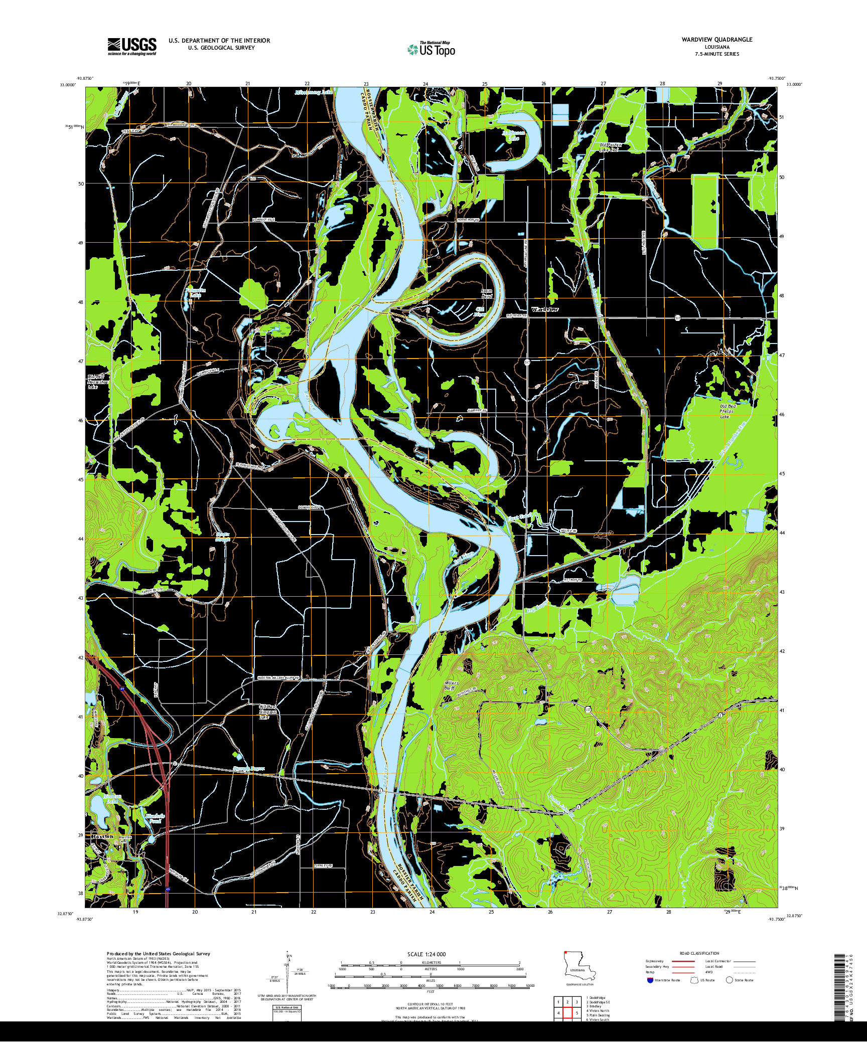 USGS US TOPO 7.5-MINUTE MAP FOR WARDVIEW, LA 2018