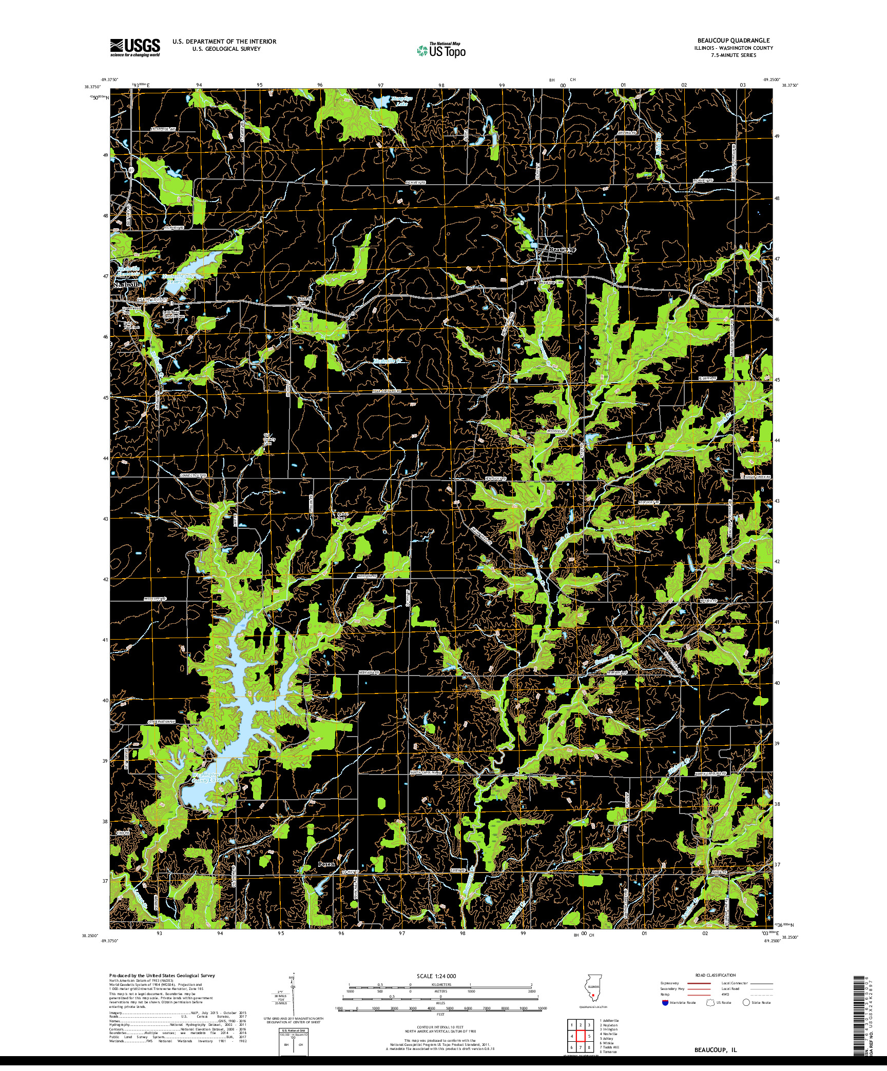 USGS US TOPO 7.5-MINUTE MAP FOR BEAUCOUP, IL 2018