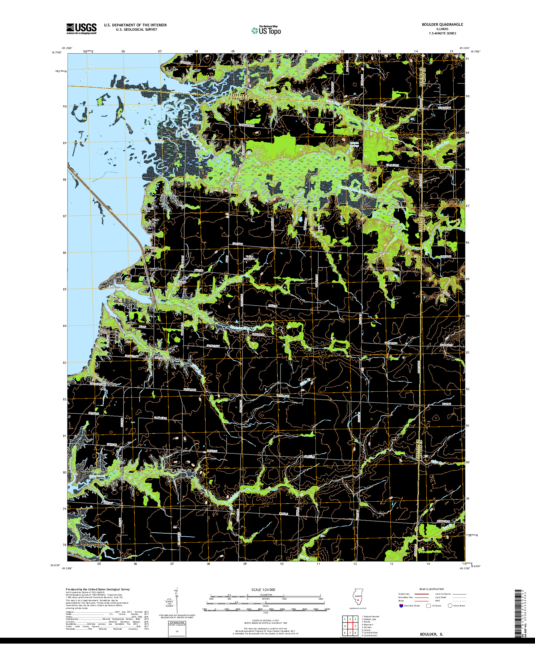 USGS US TOPO 7.5-MINUTE MAP FOR BOULDER, IL 2018