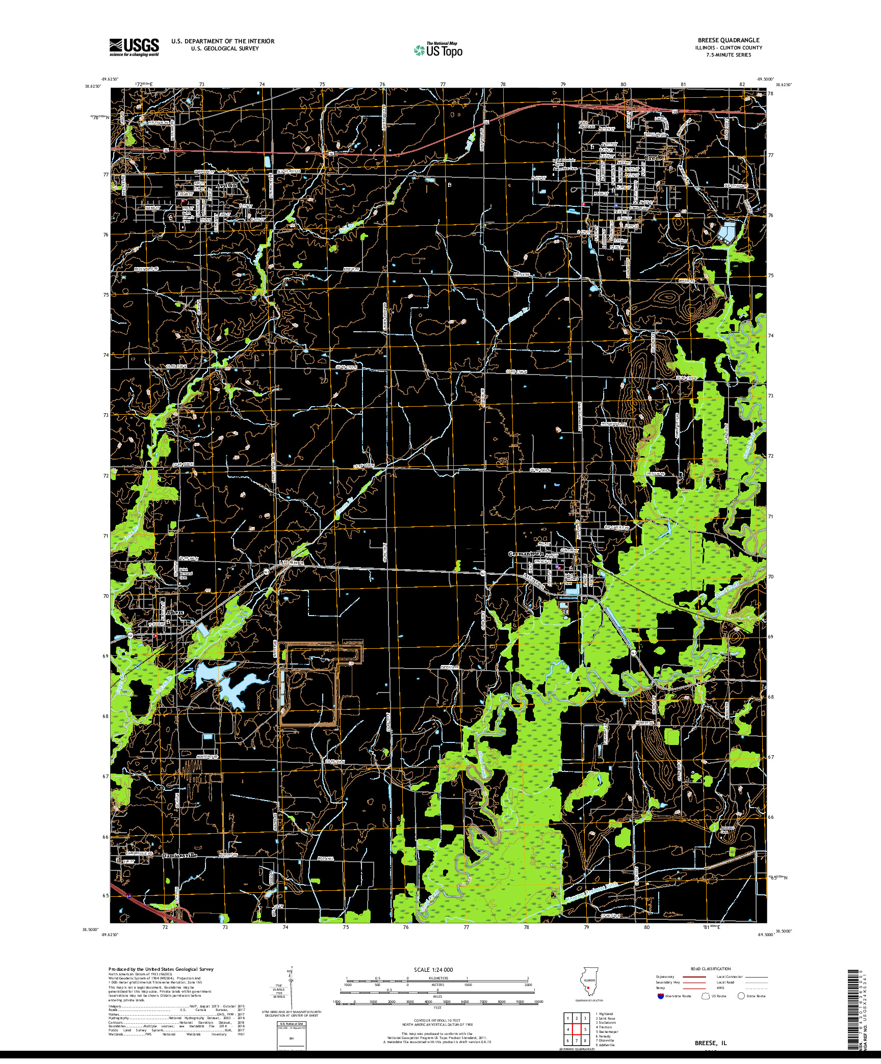 USGS US TOPO 7.5-MINUTE MAP FOR BREESE, IL 2018