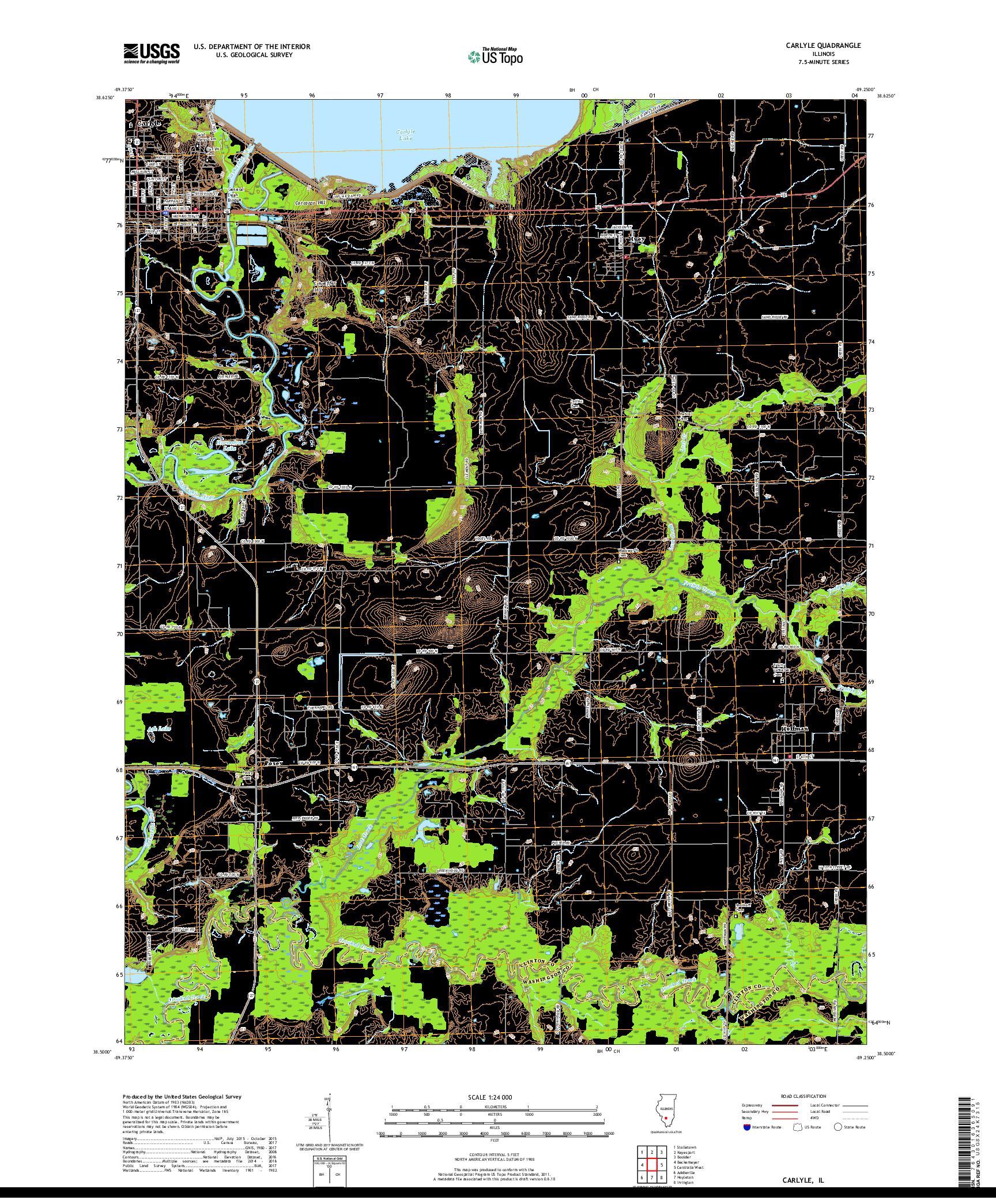 USGS US TOPO 7.5-MINUTE MAP FOR CARLYLE, IL 2018