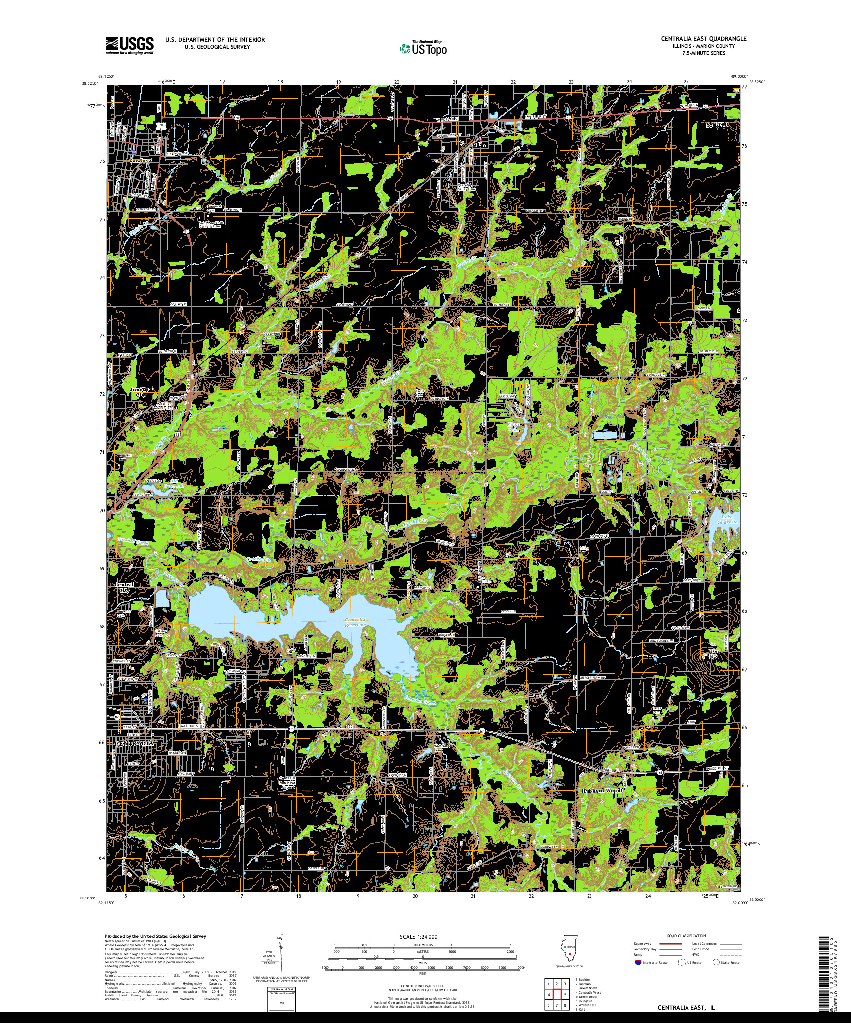 USGS US TOPO 7.5-MINUTE MAP FOR CENTRALIA EAST, IL 2018