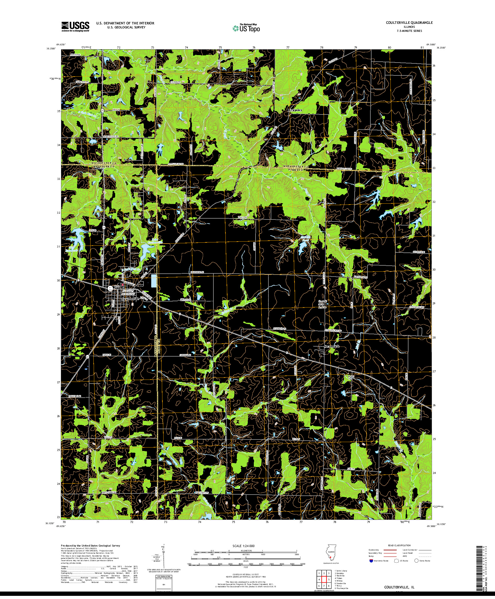 USGS US TOPO 7.5-MINUTE MAP FOR COULTERVILLE, IL 2018