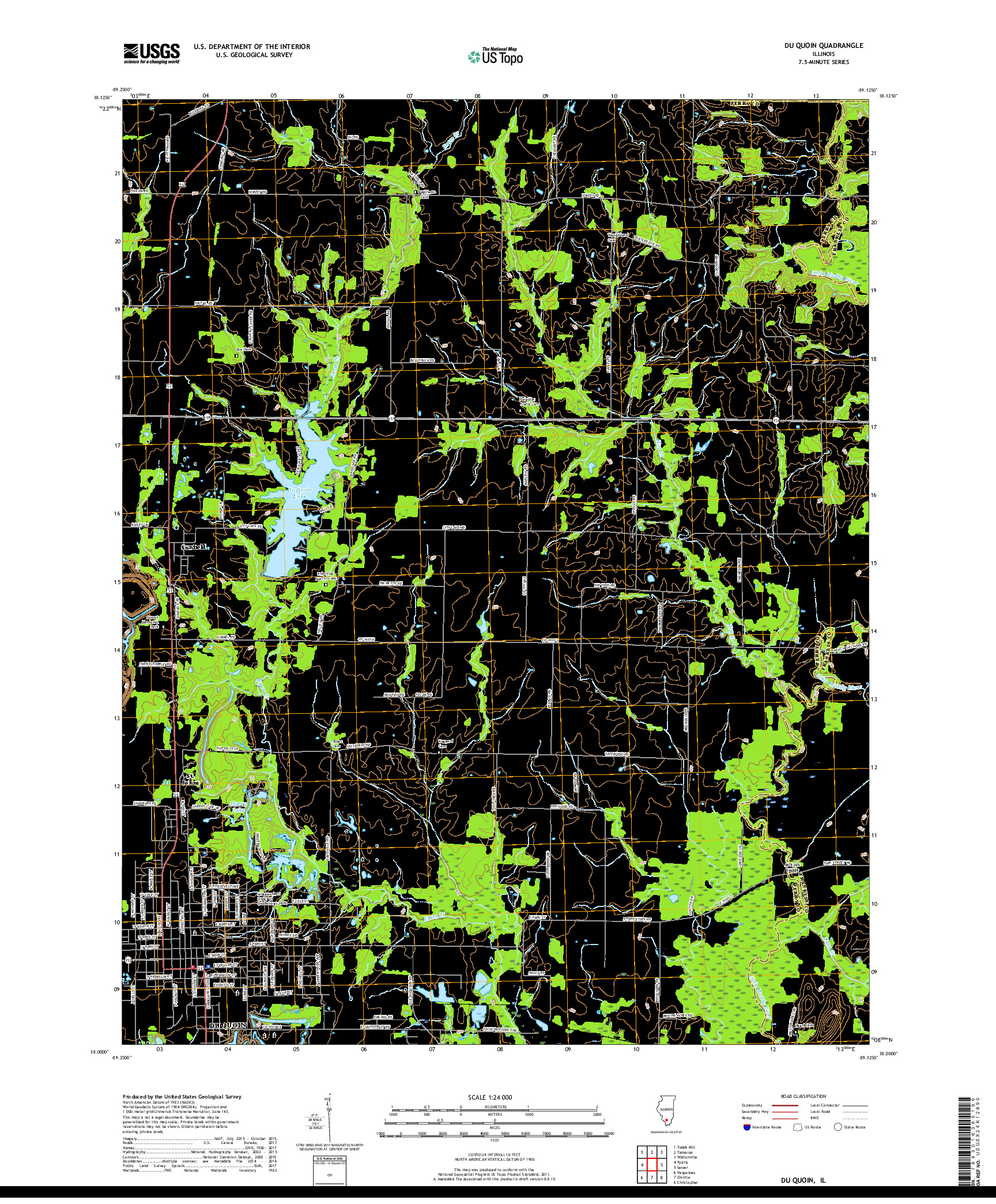 USGS US TOPO 7.5-MINUTE MAP FOR DU QUOIN, IL 2018