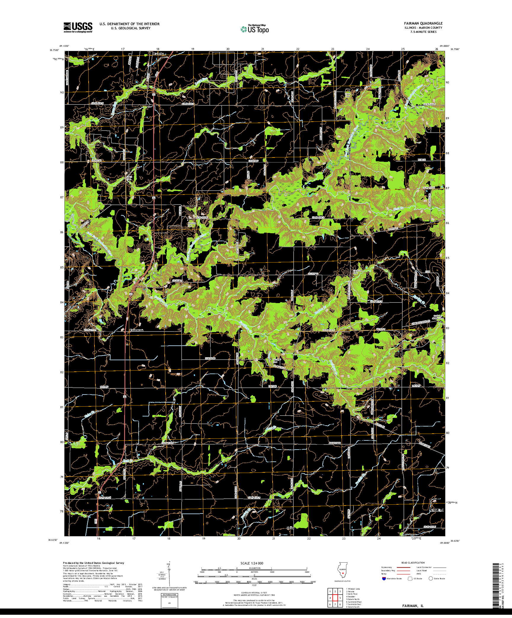 USGS US TOPO 7.5-MINUTE MAP FOR FAIRMAN, IL 2018