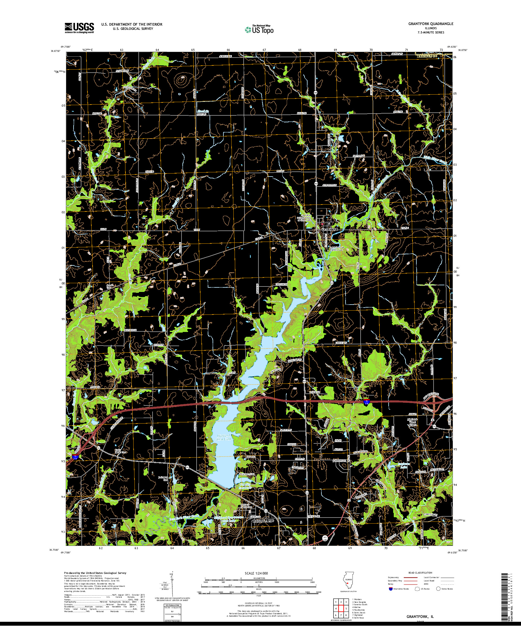 USGS US TOPO 7.5-MINUTE MAP FOR GRANTFORK, IL 2018