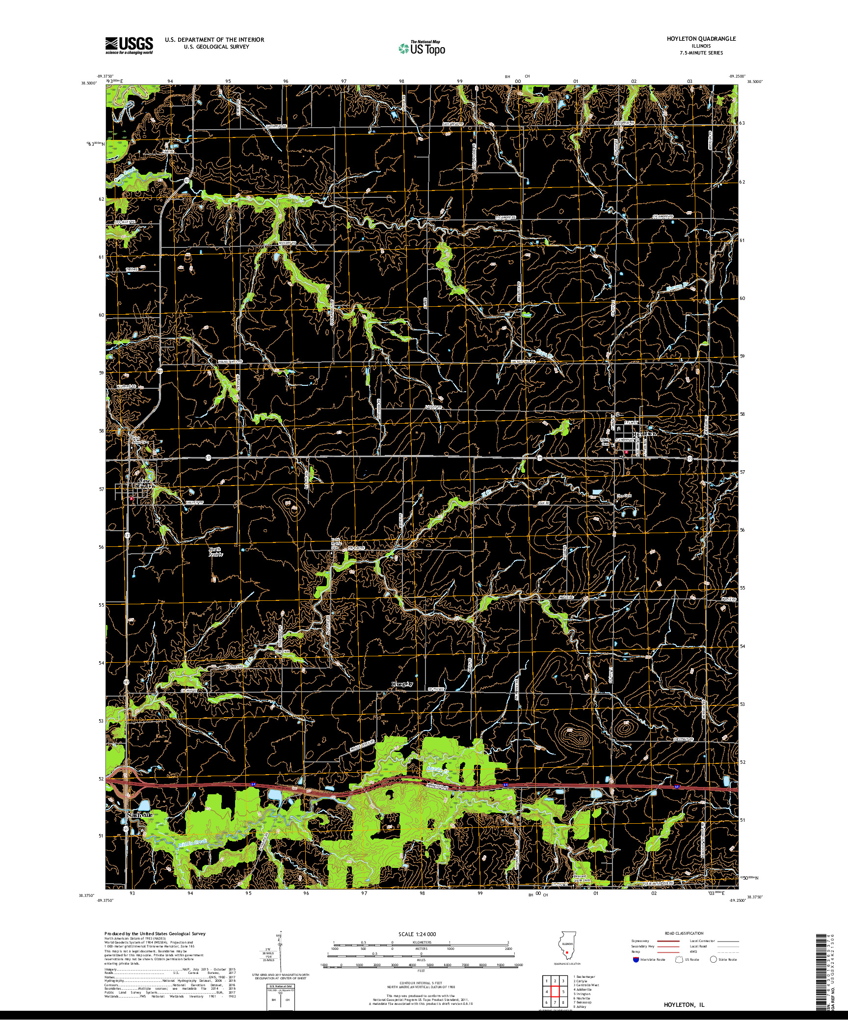 USGS US TOPO 7.5-MINUTE MAP FOR HOYLETON, IL 2018