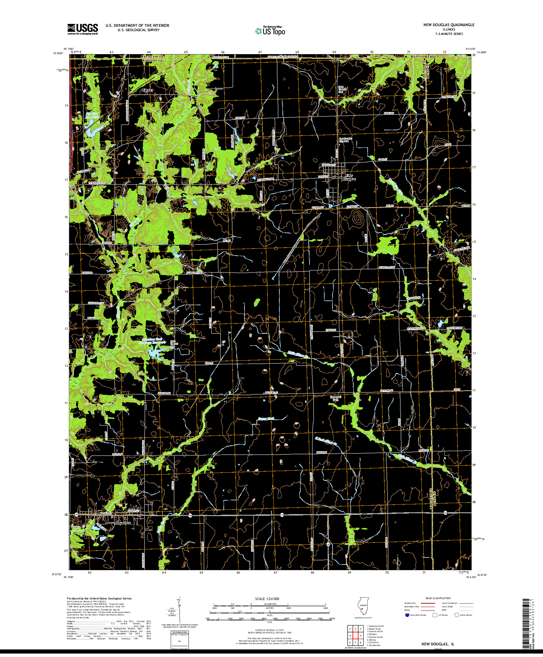 USGS US TOPO 7.5-MINUTE MAP FOR NEW DOUGLAS, IL 2018