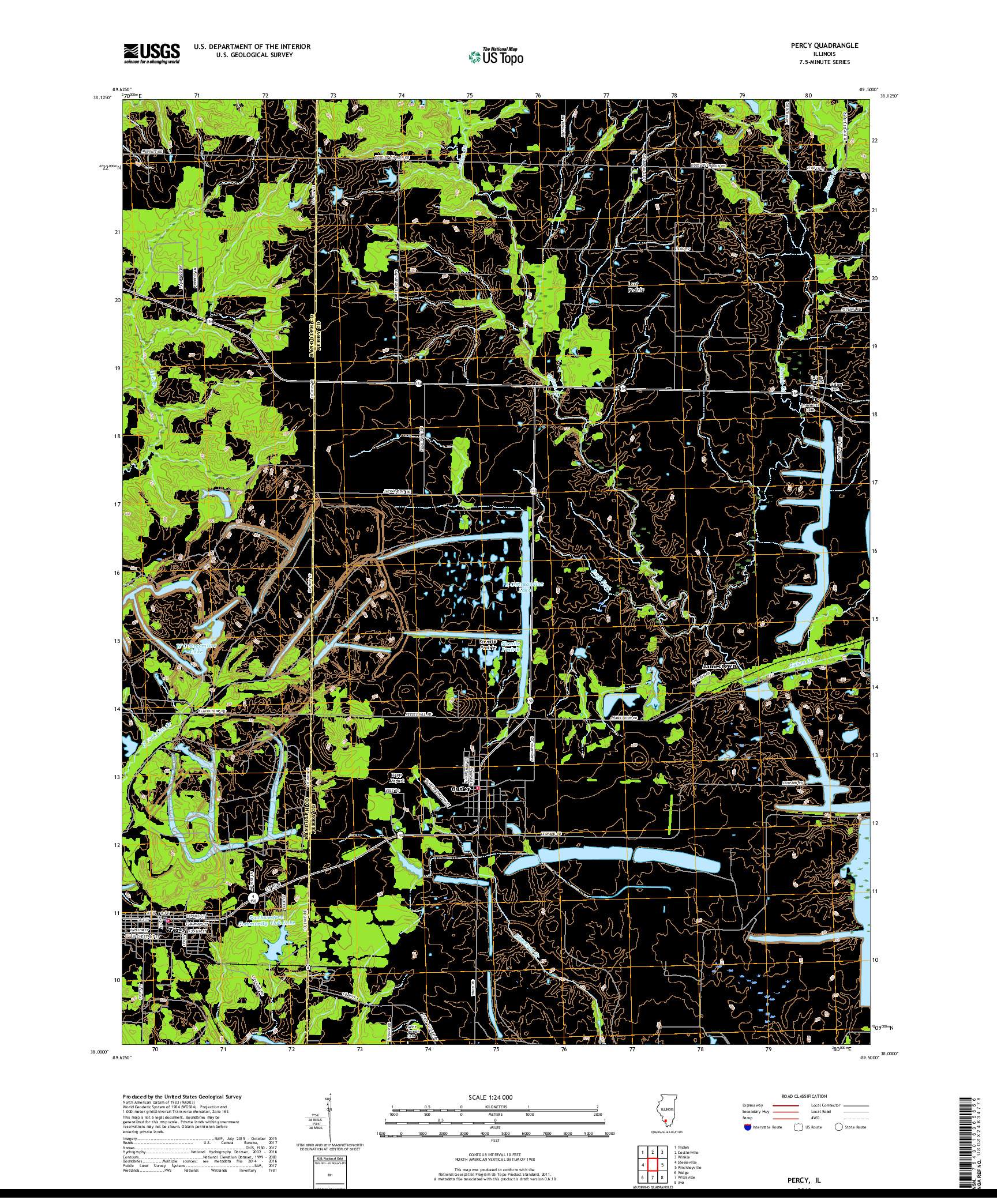 USGS US TOPO 7.5-MINUTE MAP FOR PERCY, IL 2018