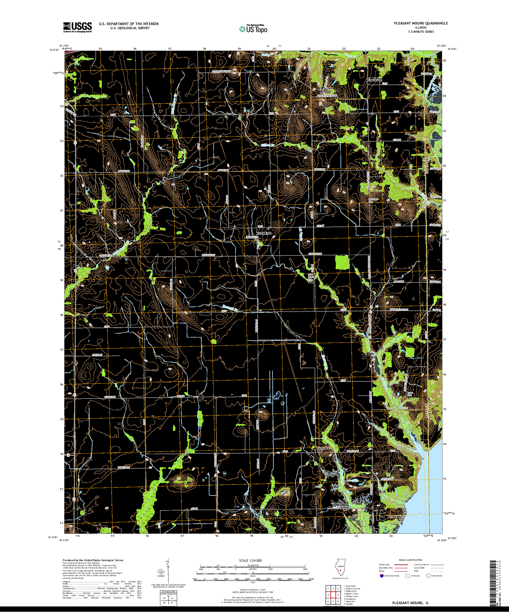 USGS US TOPO 7.5-MINUTE MAP FOR PLEASANT MOUND, IL 2018