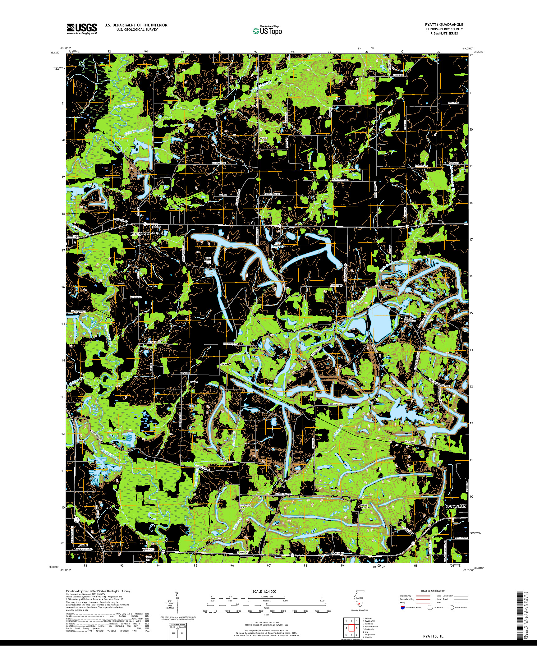 USGS US TOPO 7.5-MINUTE MAP FOR PYATTS, IL 2018