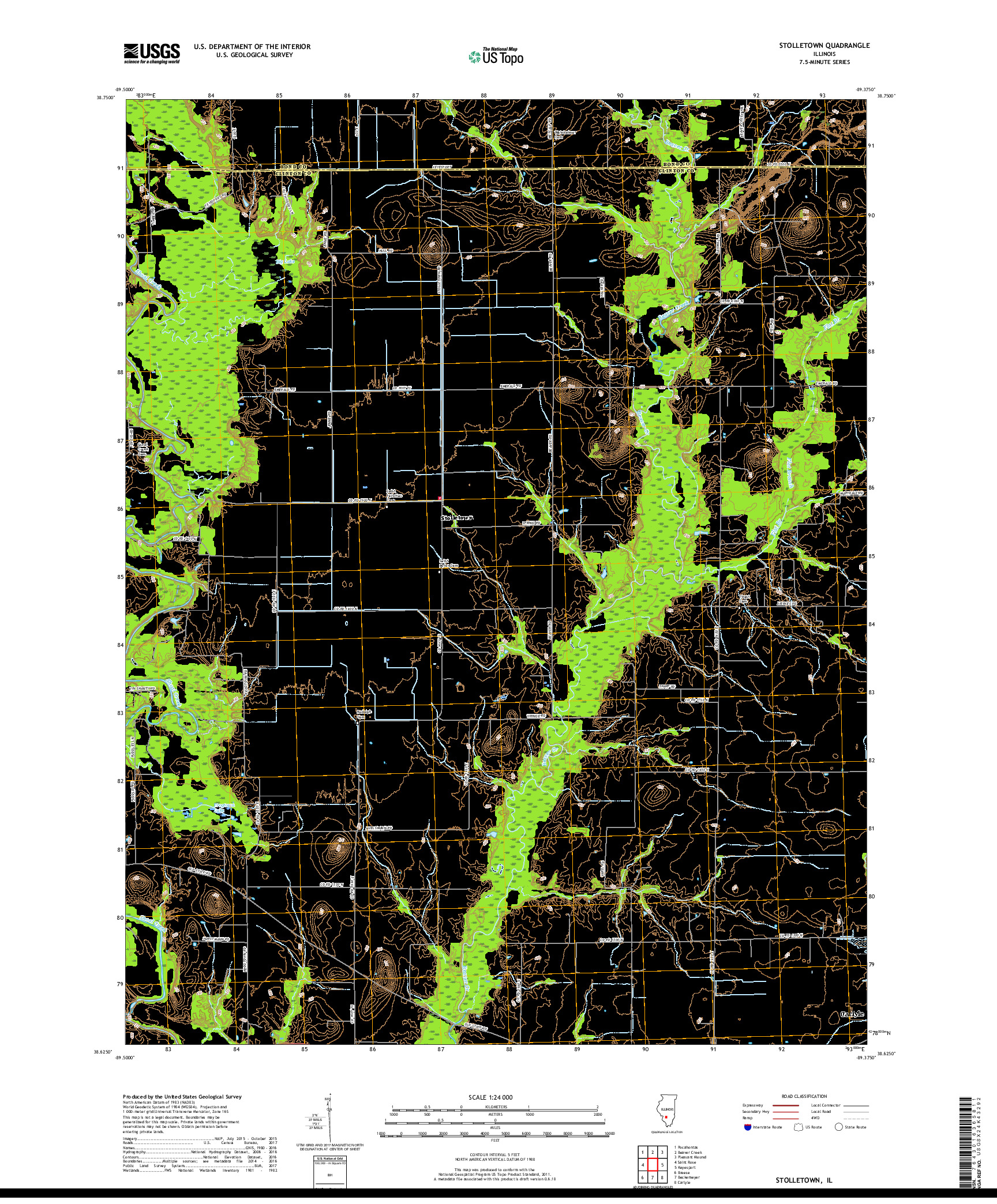 USGS US TOPO 7.5-MINUTE MAP FOR STOLLETOWN, IL 2018