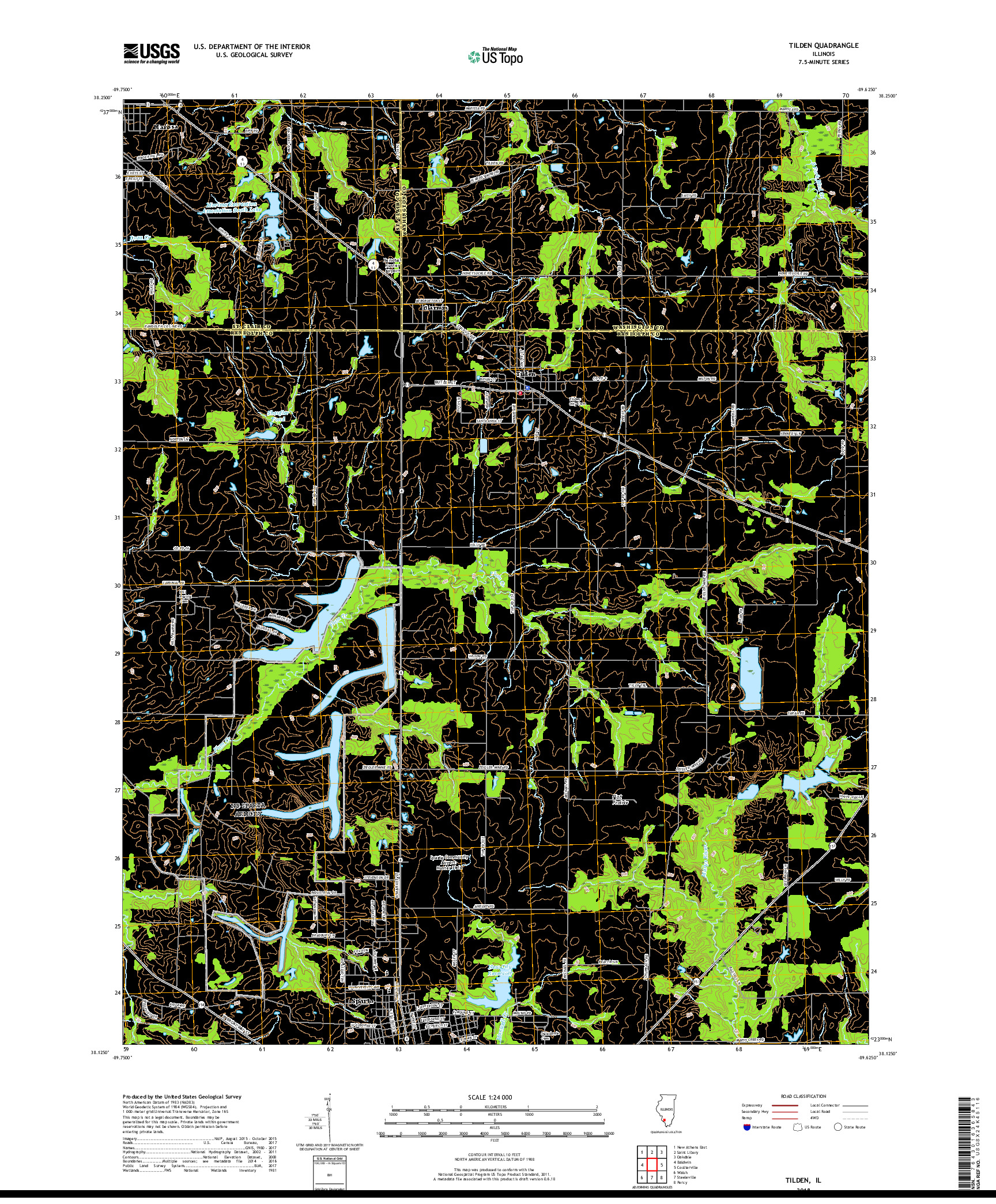 USGS US TOPO 7.5-MINUTE MAP FOR TILDEN, IL 2018