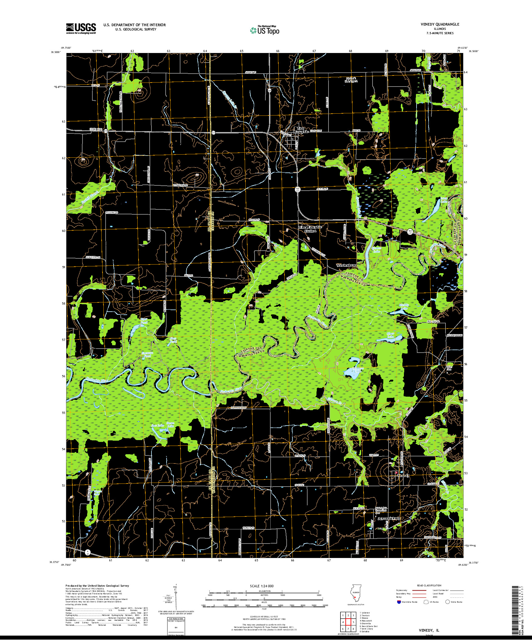 USGS US TOPO 7.5-MINUTE MAP FOR VENEDY, IL 2018