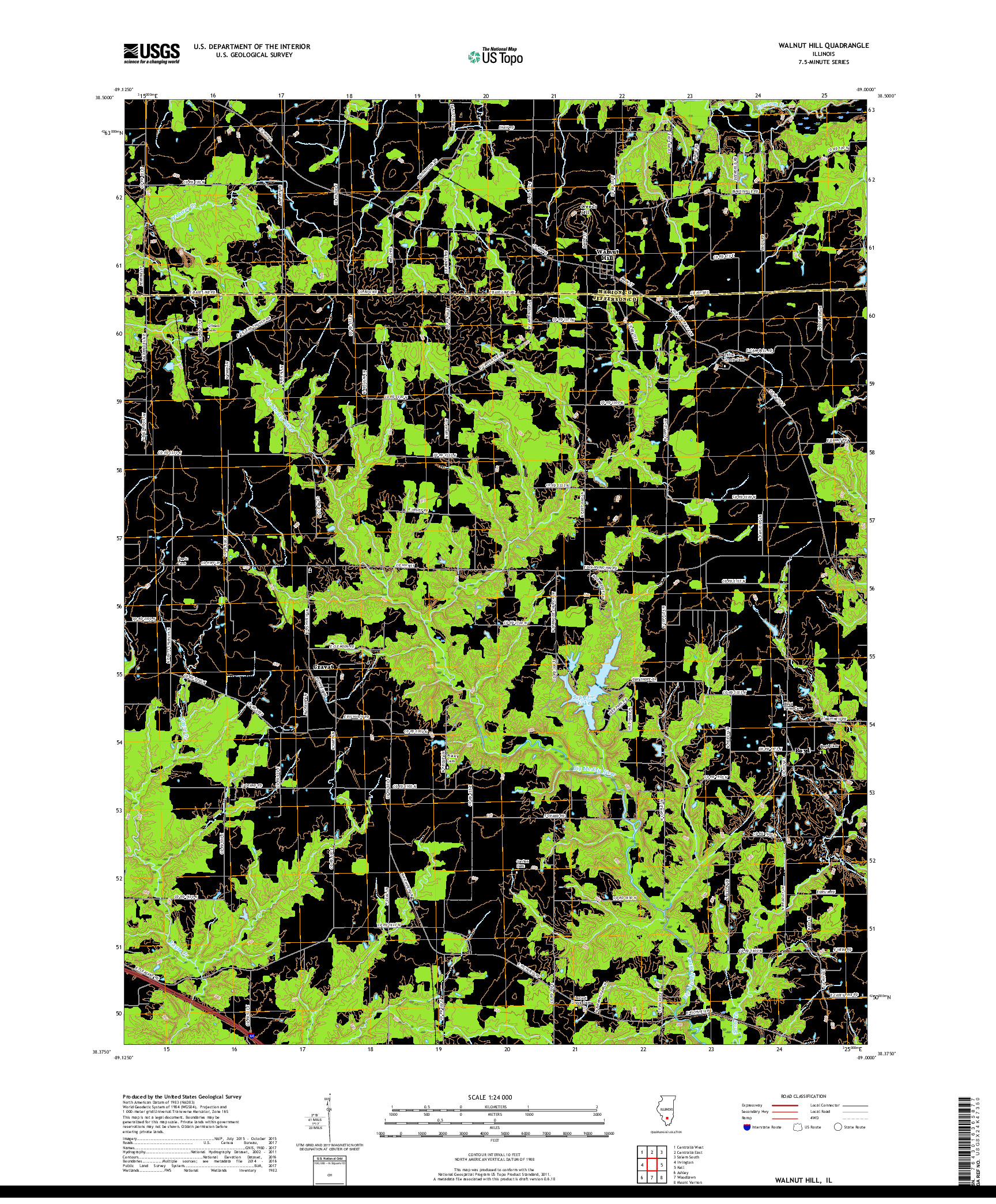 USGS US TOPO 7.5-MINUTE MAP FOR WALNUT HILL, IL 2018