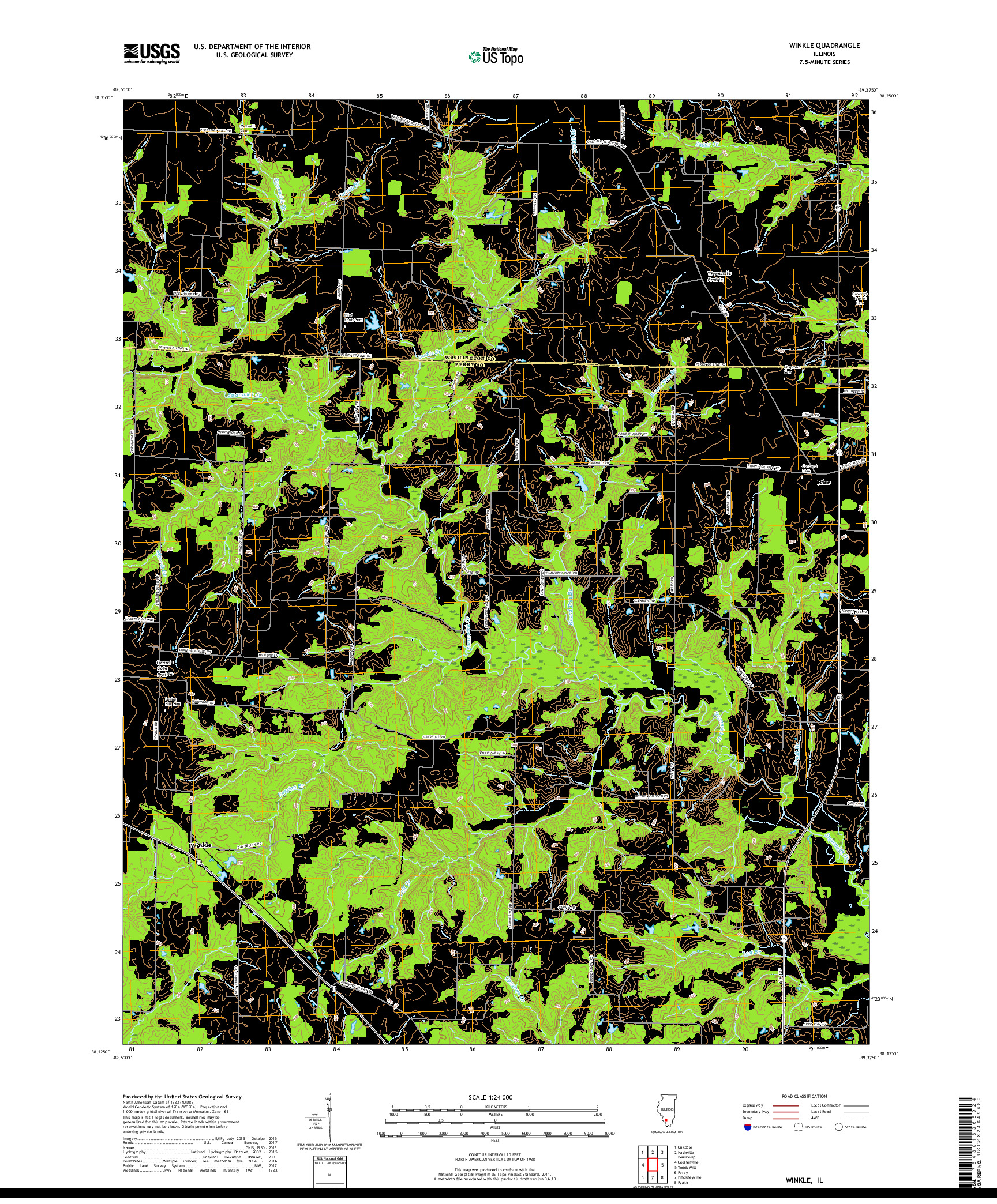 USGS US TOPO 7.5-MINUTE MAP FOR WINKLE, IL 2018