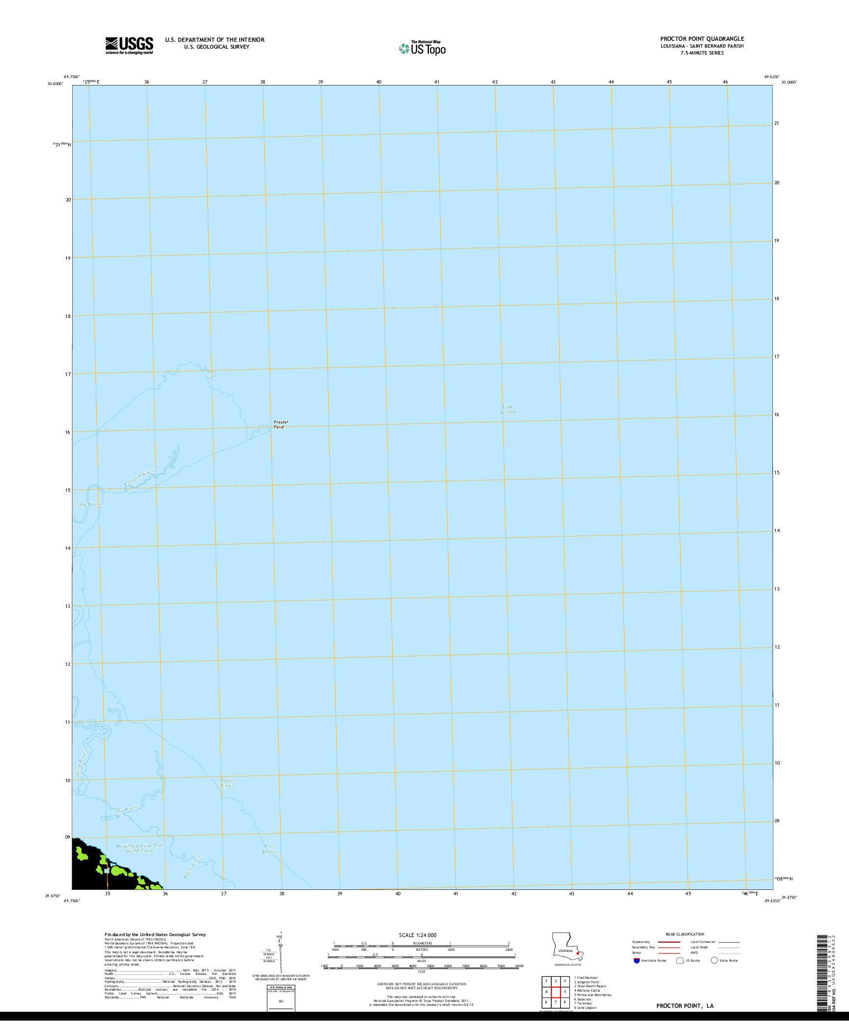 USGS US TOPO 7.5-MINUTE MAP FOR PROCTOR POINT, LA 2018