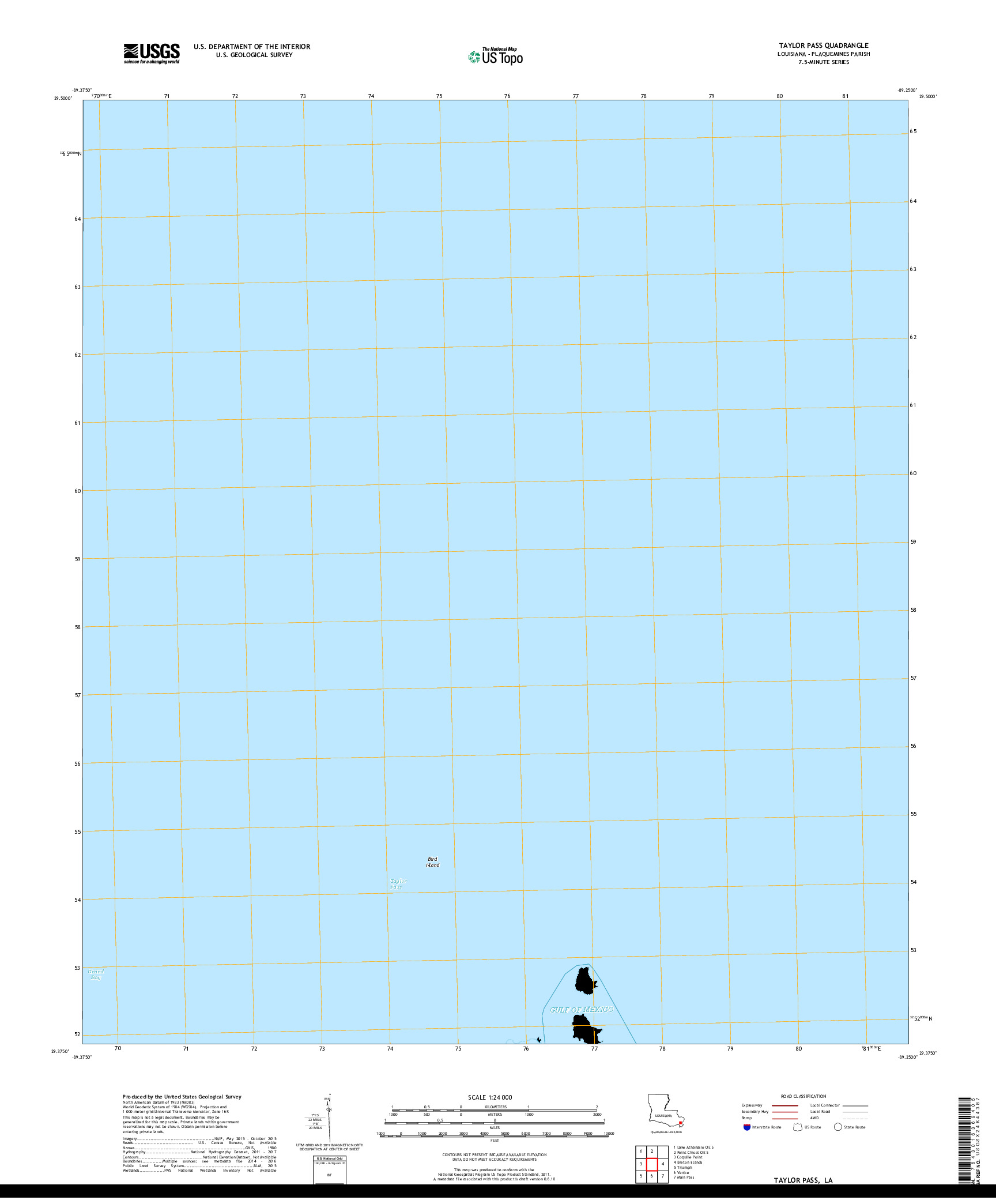 USGS US TOPO 7.5-MINUTE MAP FOR TAYLOR PASS, LA 2018