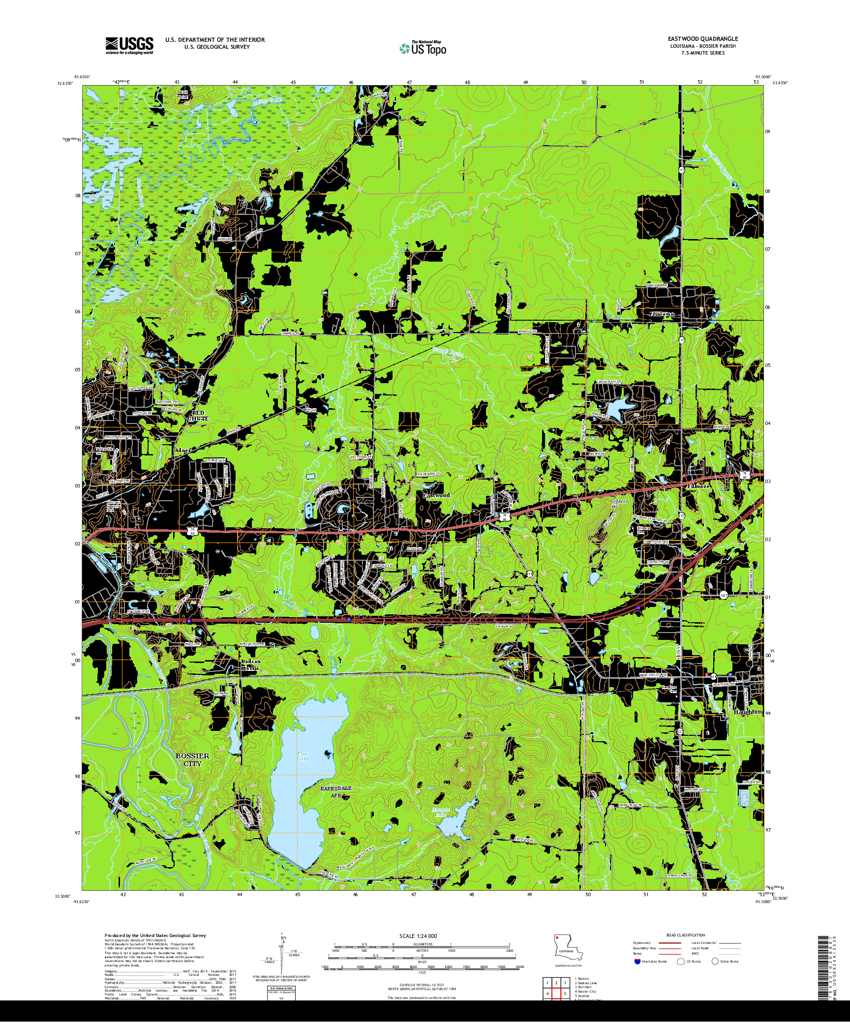 USGS US TOPO 7.5-MINUTE MAP FOR EASTWOOD, LA 2018