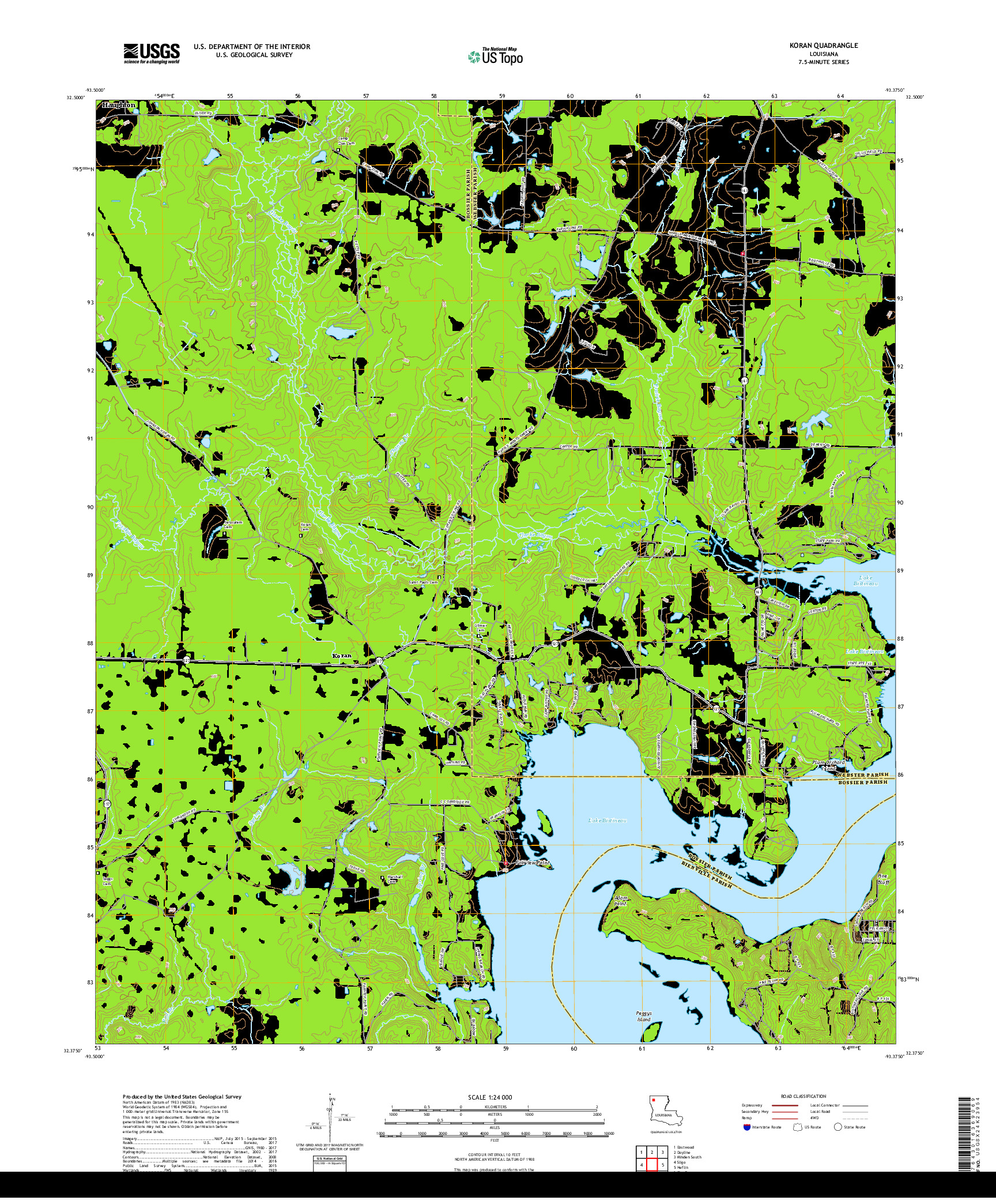 USGS US TOPO 7.5-MINUTE MAP FOR KORAN, LA 2018