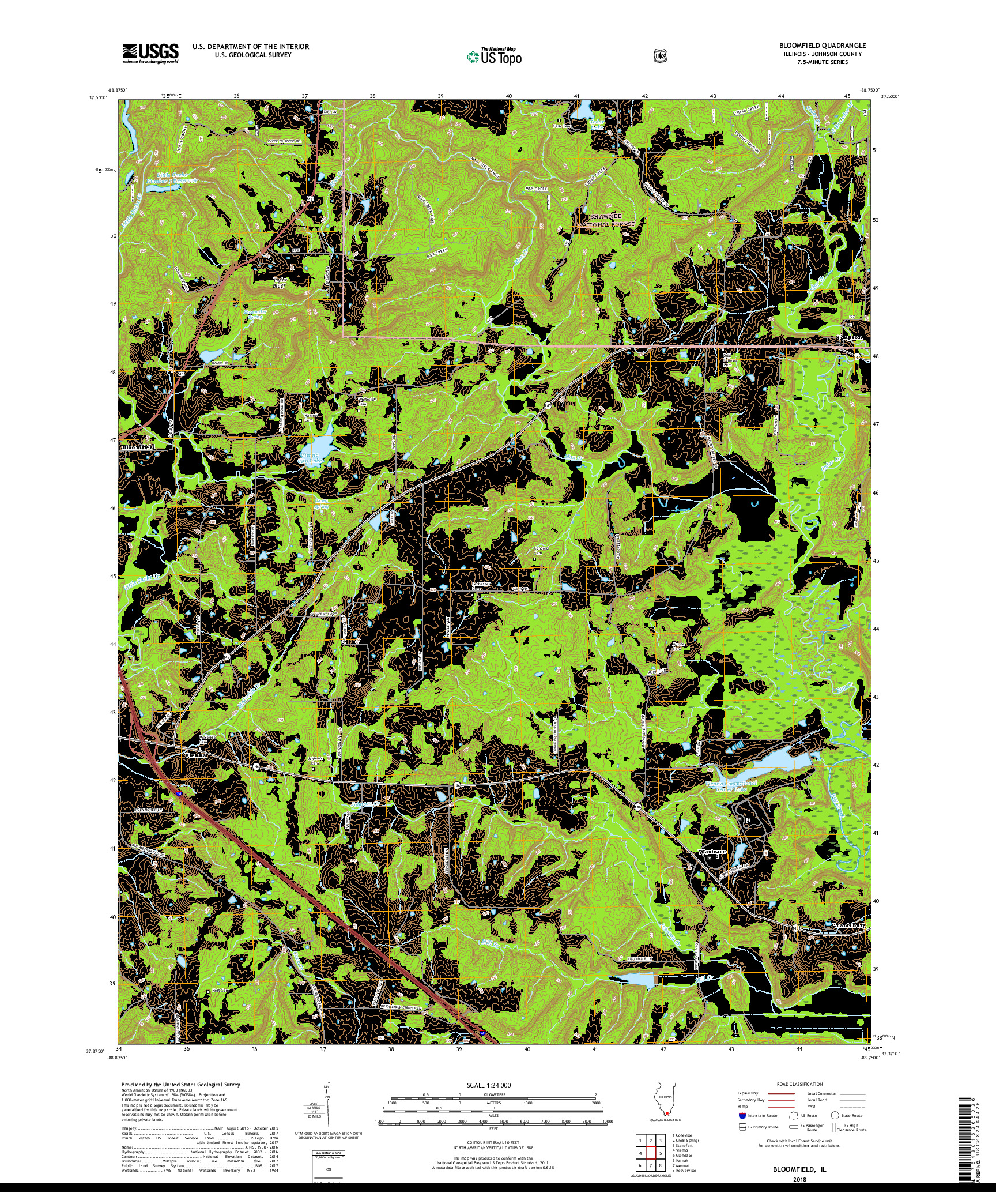 USGS US TOPO 7.5-MINUTE MAP FOR BLOOMFIELD, IL 2018
