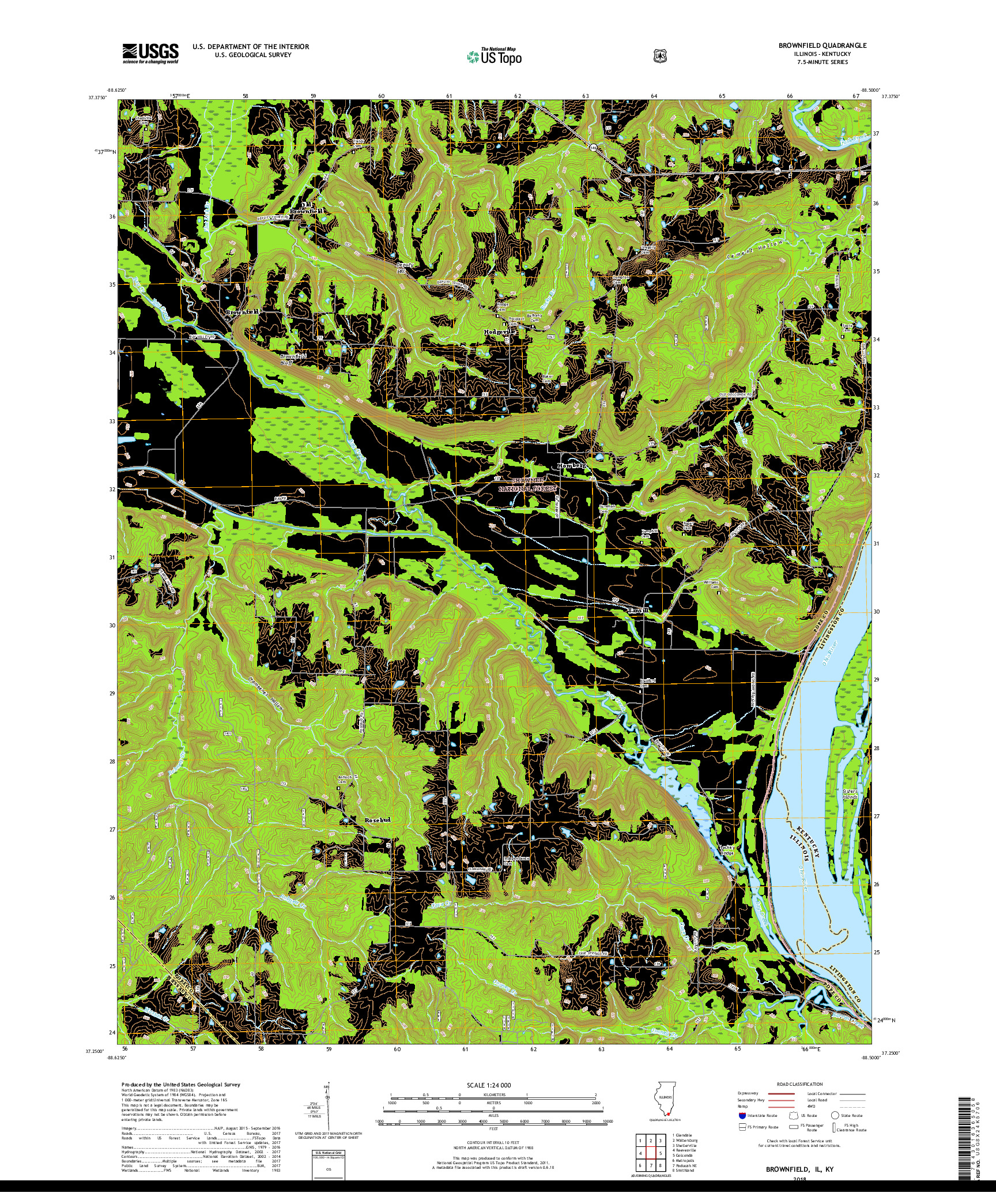 USGS US TOPO 7.5-MINUTE MAP FOR BROWNFIELD, IL,KY 2018