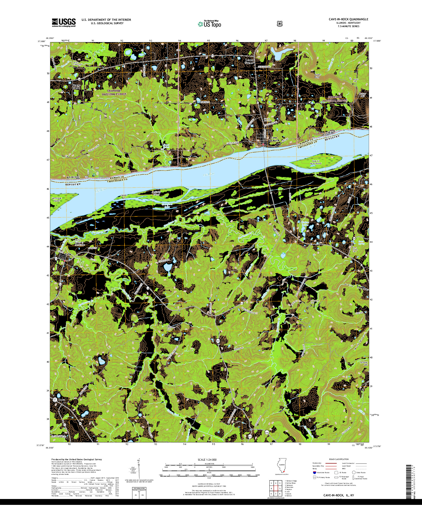 USGS US TOPO 7.5-MINUTE MAP FOR CAVE-IN-ROCK, IL,KY 2018