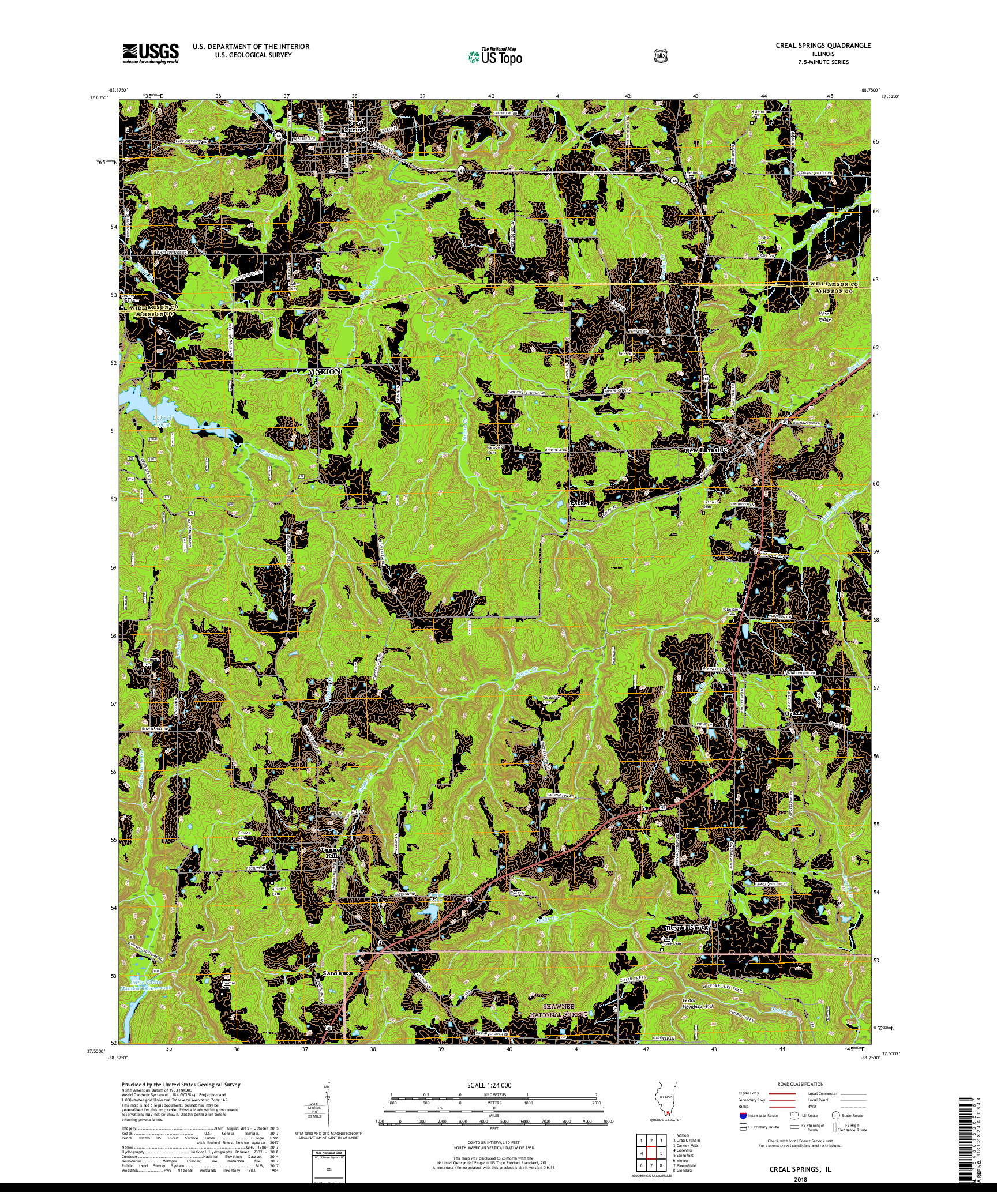 USGS US TOPO 7.5-MINUTE MAP FOR CREAL SPRINGS, IL 2018