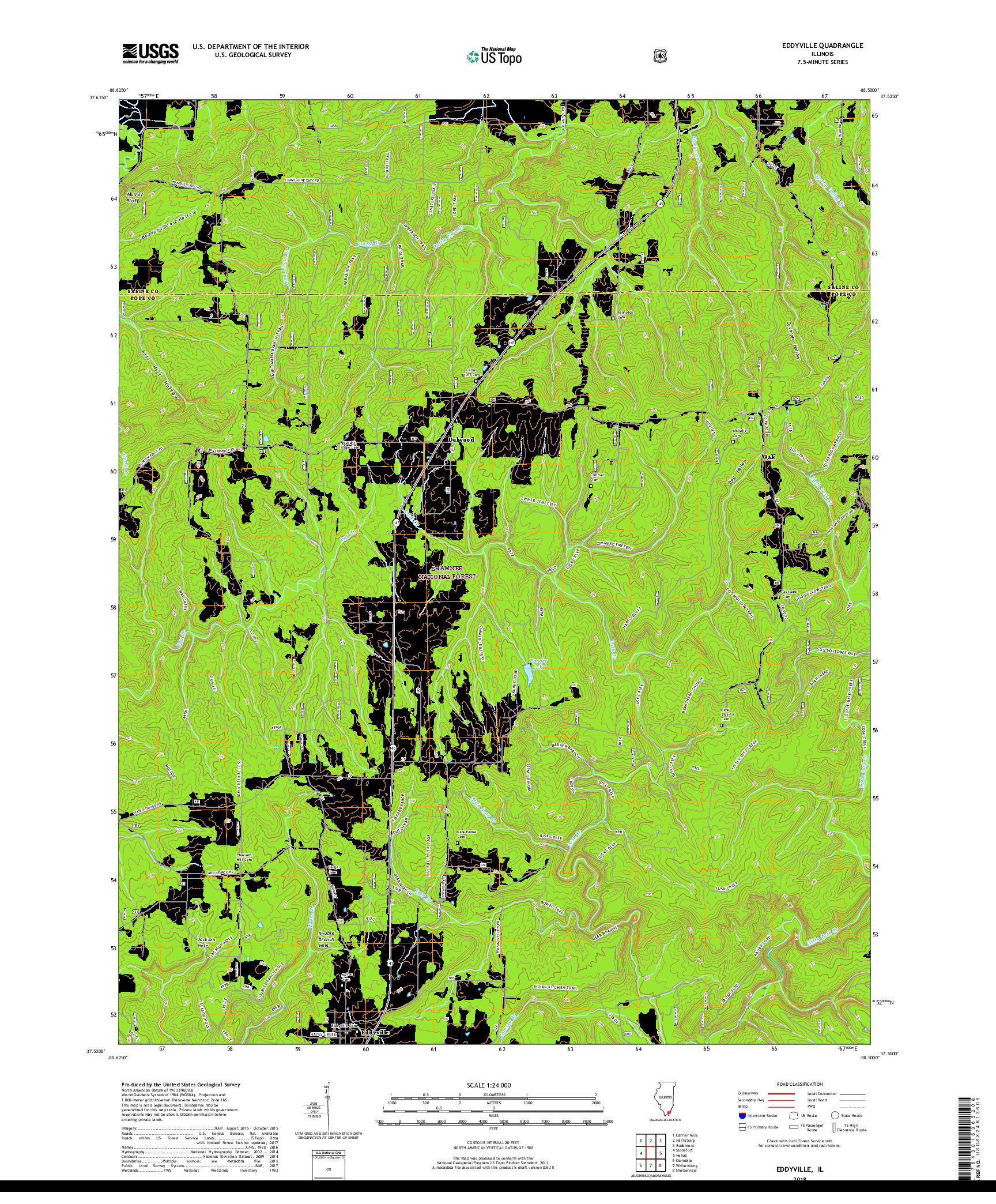 USGS US TOPO 7.5-MINUTE MAP FOR EDDYVILLE, IL 2018