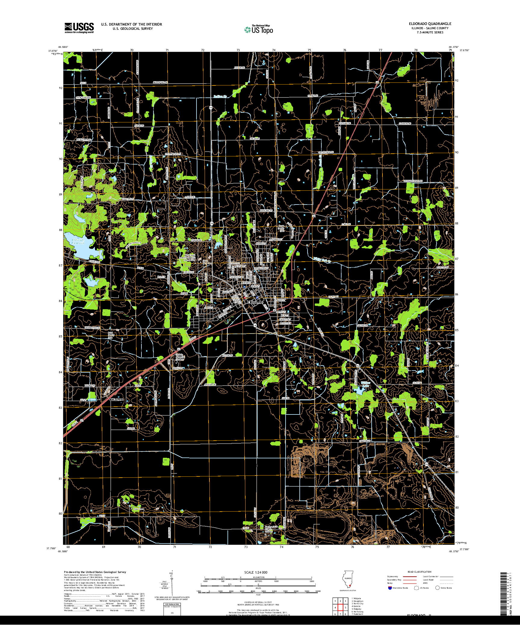 USGS US TOPO 7.5-MINUTE MAP FOR ELDORADO, IL 2018