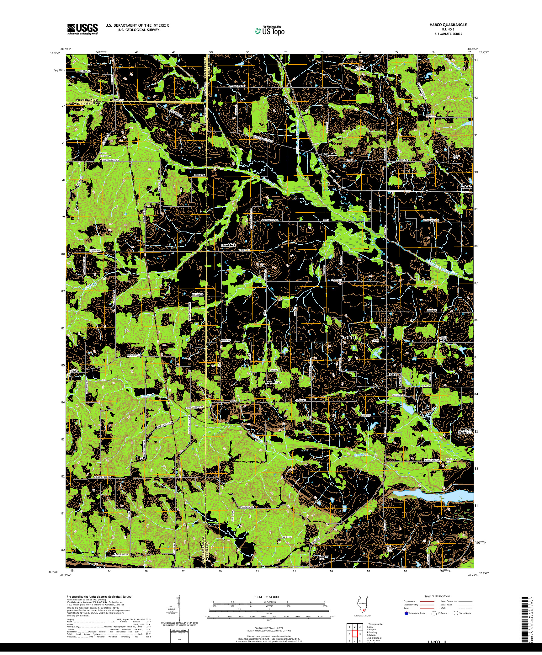 USGS US TOPO 7.5-MINUTE MAP FOR HARCO, IL 2018