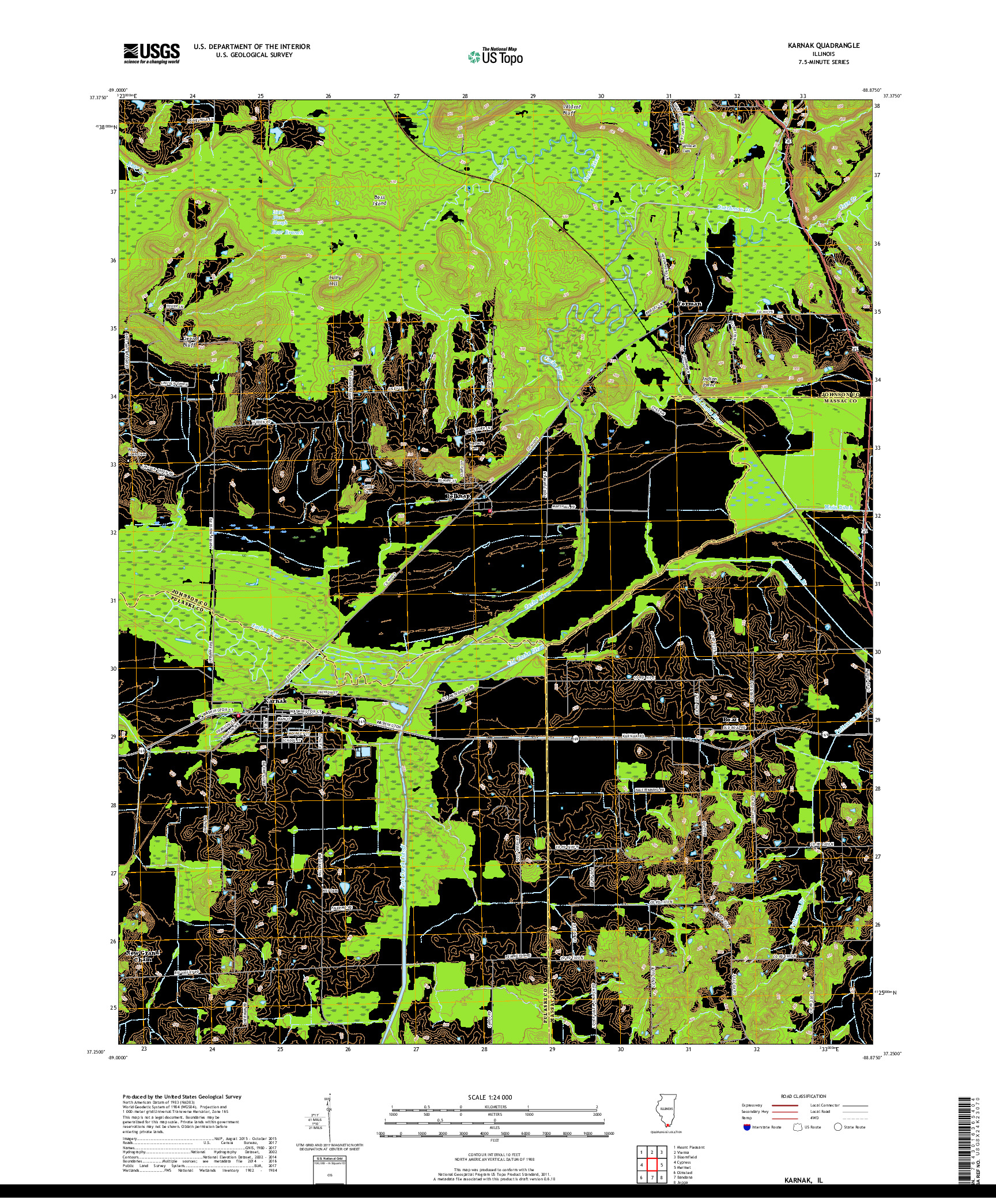 USGS US TOPO 7.5-MINUTE MAP FOR KARNAK, IL 2018