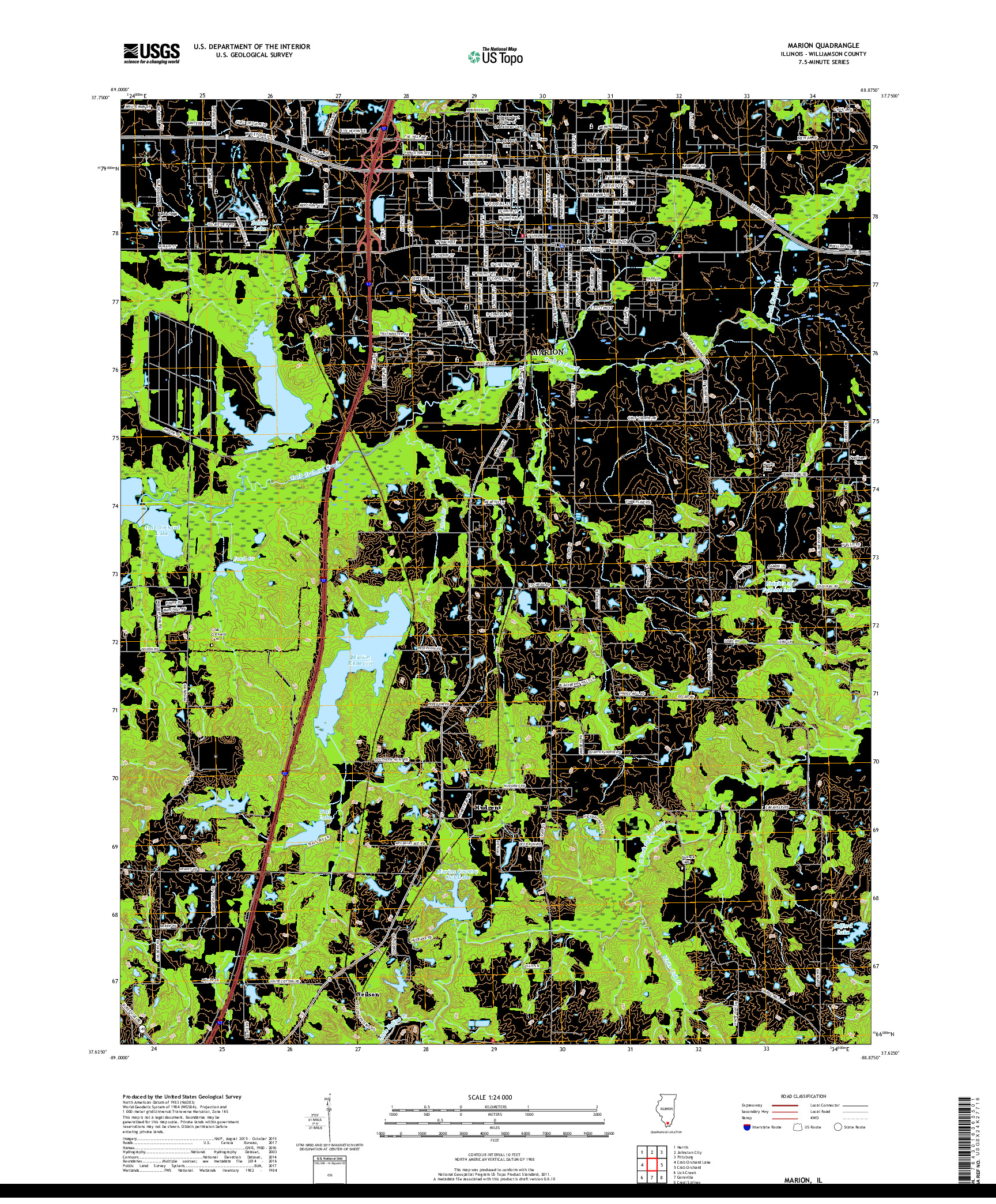 USGS US TOPO 7.5-MINUTE MAP FOR MARION, IL 2018