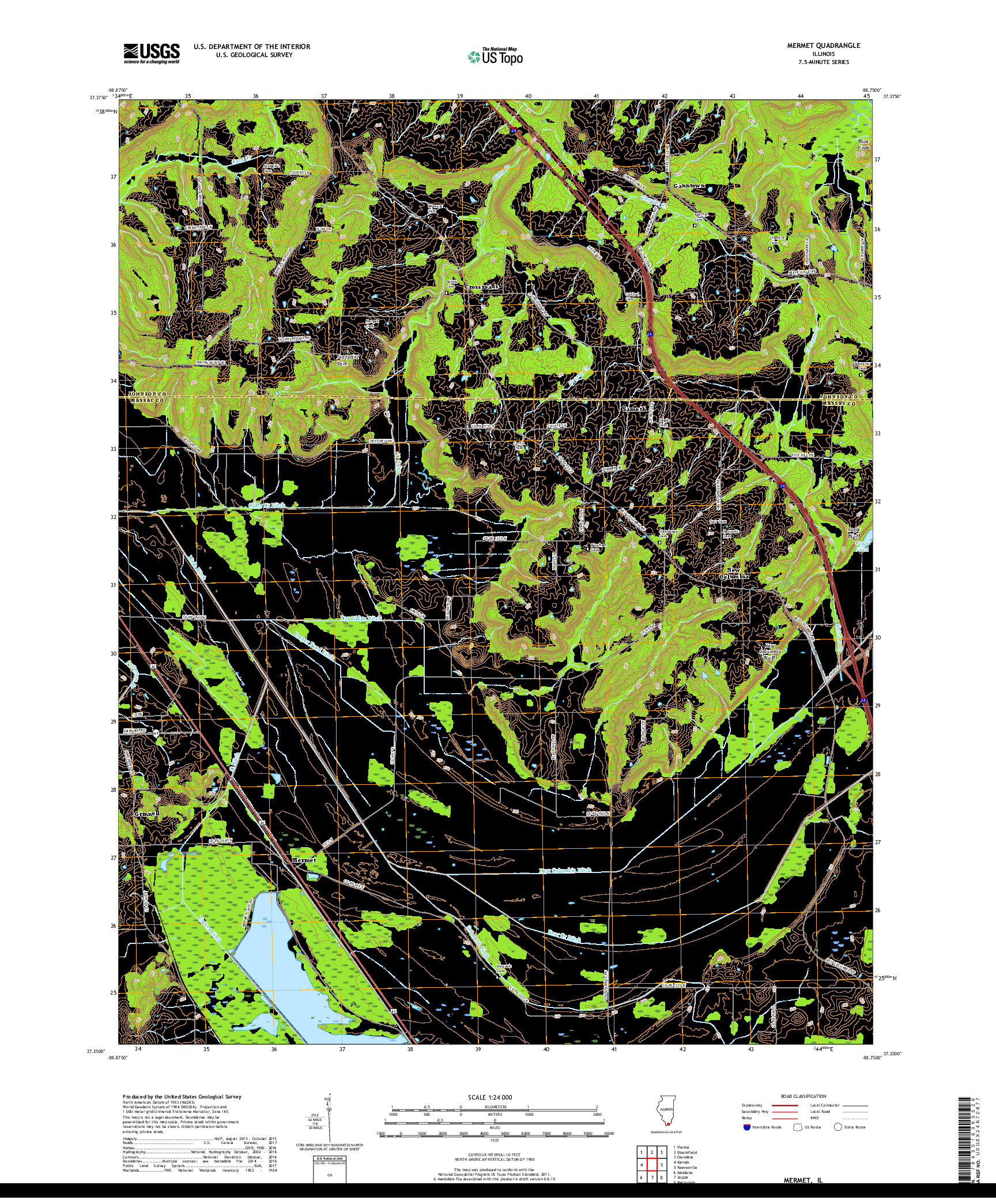 USGS US TOPO 7.5-MINUTE MAP FOR MERMET, IL 2018