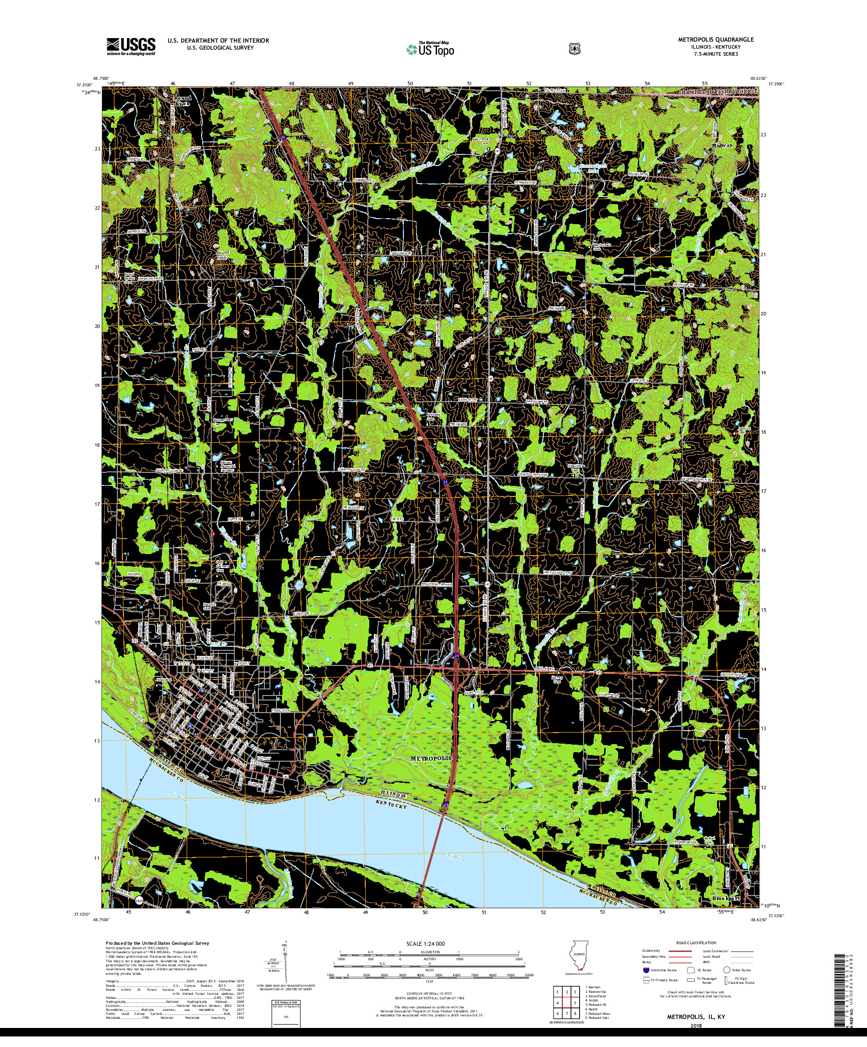 USGS US TOPO 7.5-MINUTE MAP FOR METROPOLIS, IL,KY 2018