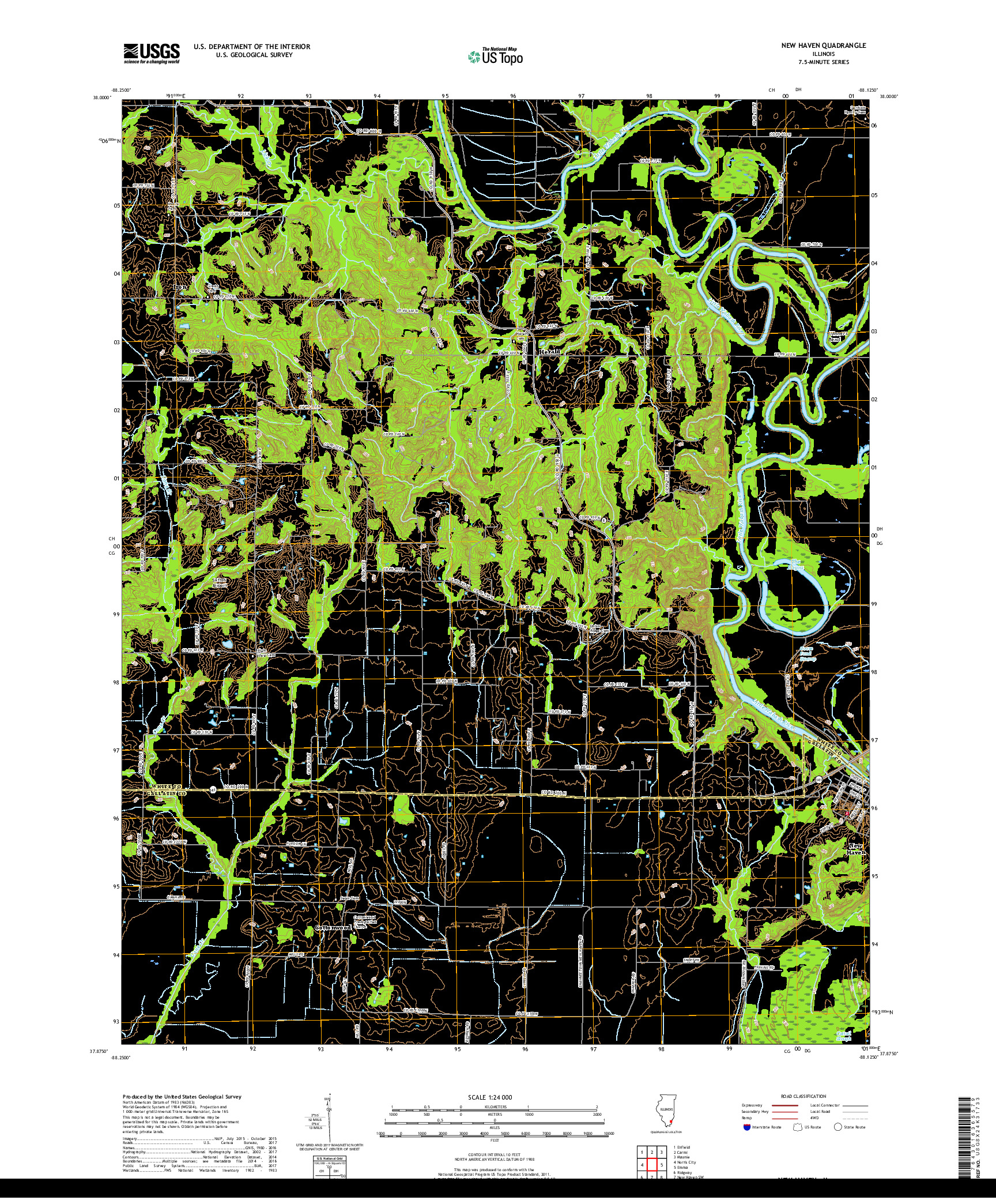 USGS US TOPO 7.5-MINUTE MAP FOR NEW HAVEN, IL 2018
