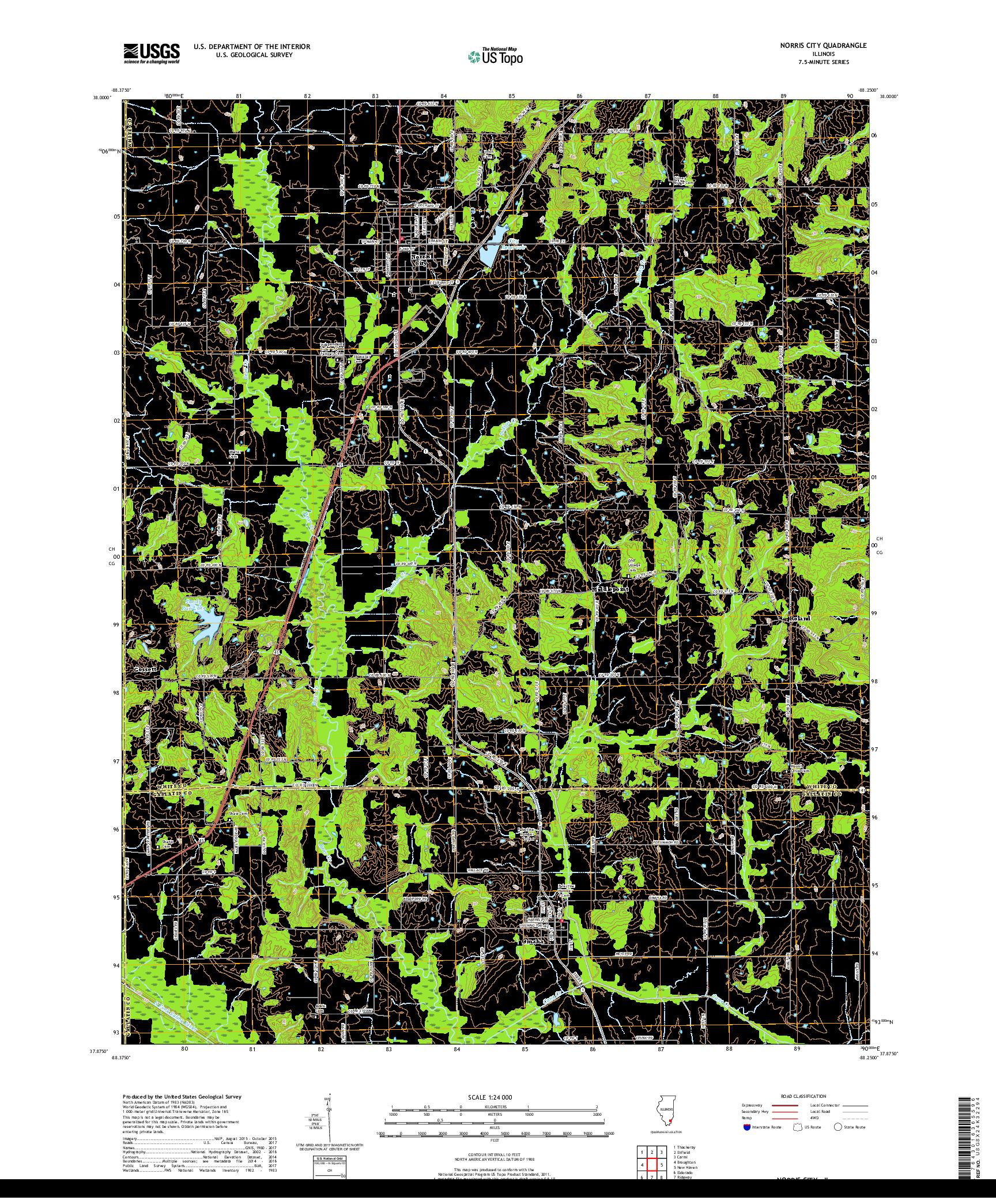 USGS US TOPO 7.5-MINUTE MAP FOR NORRIS CITY, IL 2018