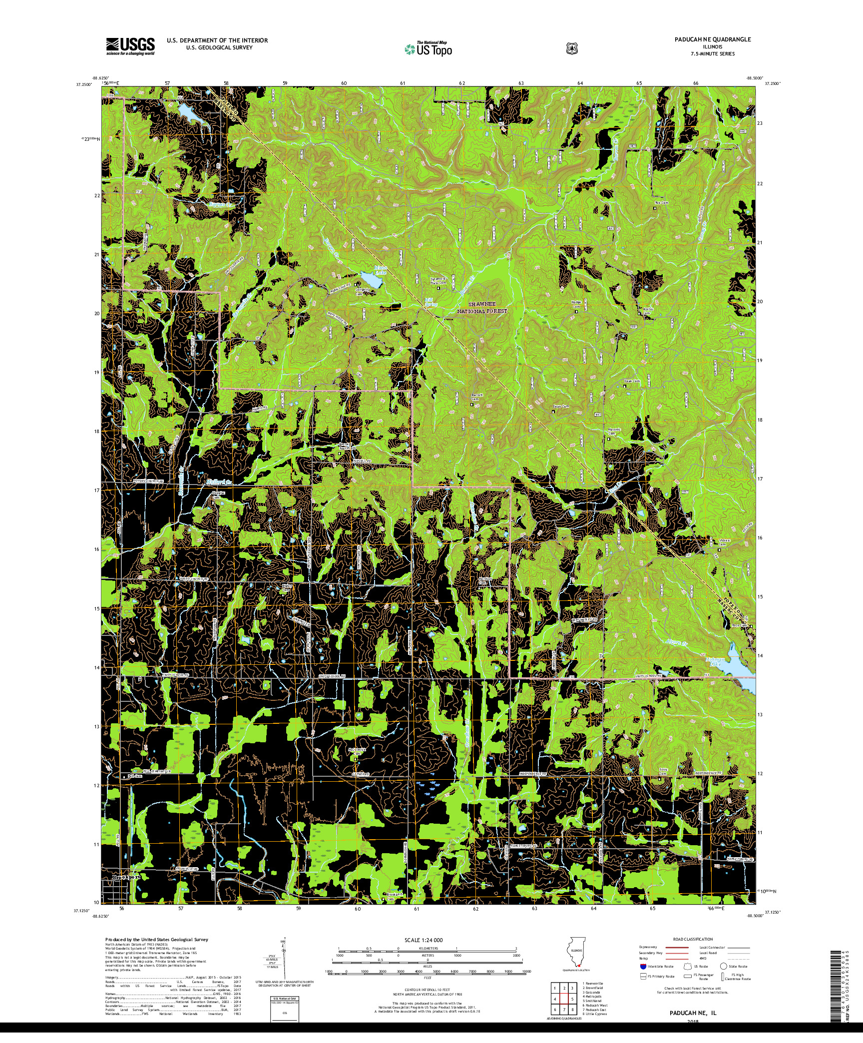 USGS US TOPO 7.5-MINUTE MAP FOR PADUCAH NE, IL 2018