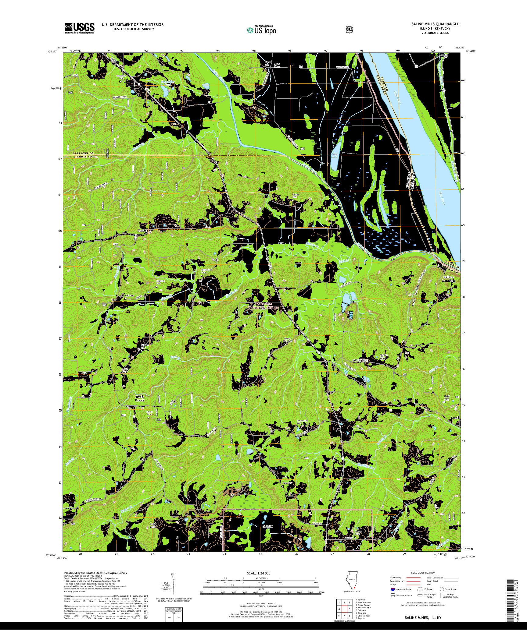 USGS US TOPO 7.5-MINUTE MAP FOR SALINE MINES, IL,KY 2018