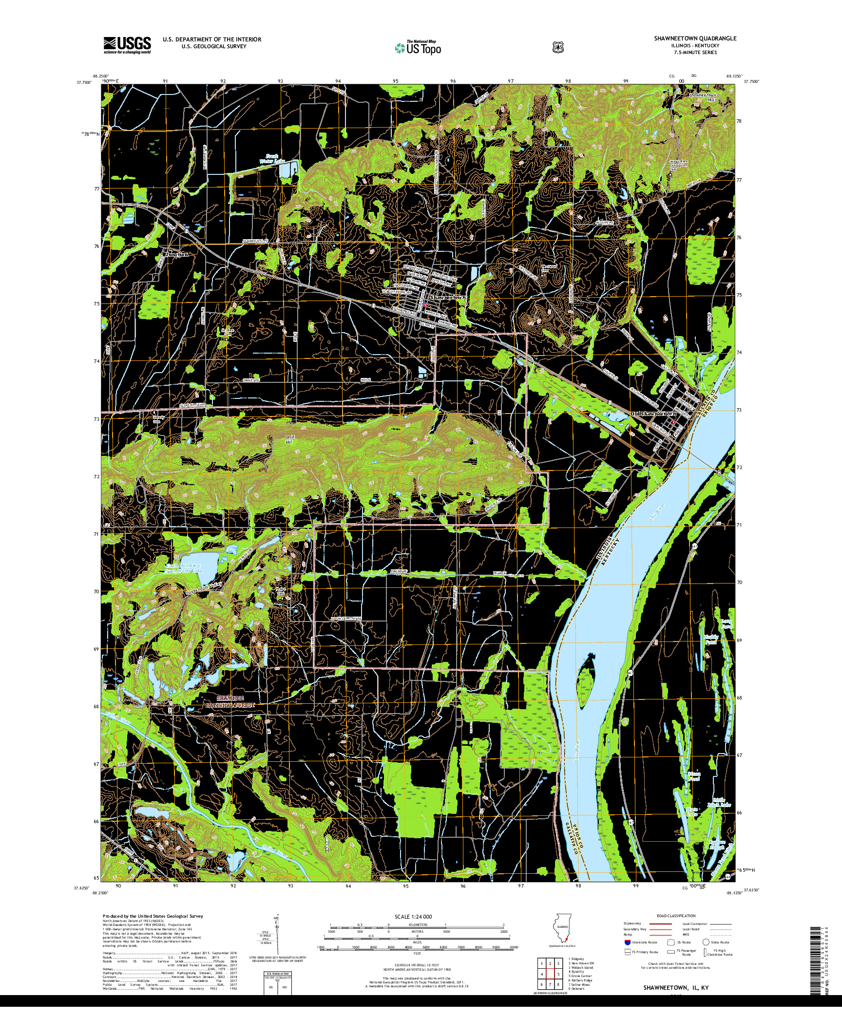 USGS US TOPO 7.5-MINUTE MAP FOR SHAWNEETOWN, IL,KY 2018