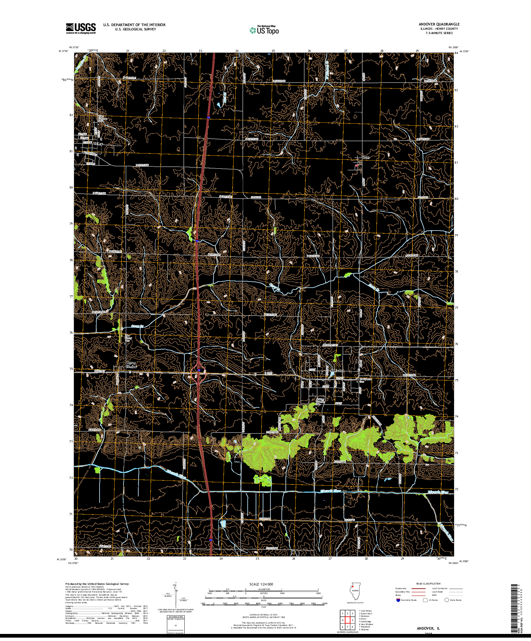 USGS US TOPO 7.5-MINUTE MAP FOR ANDOVER, IL 2018