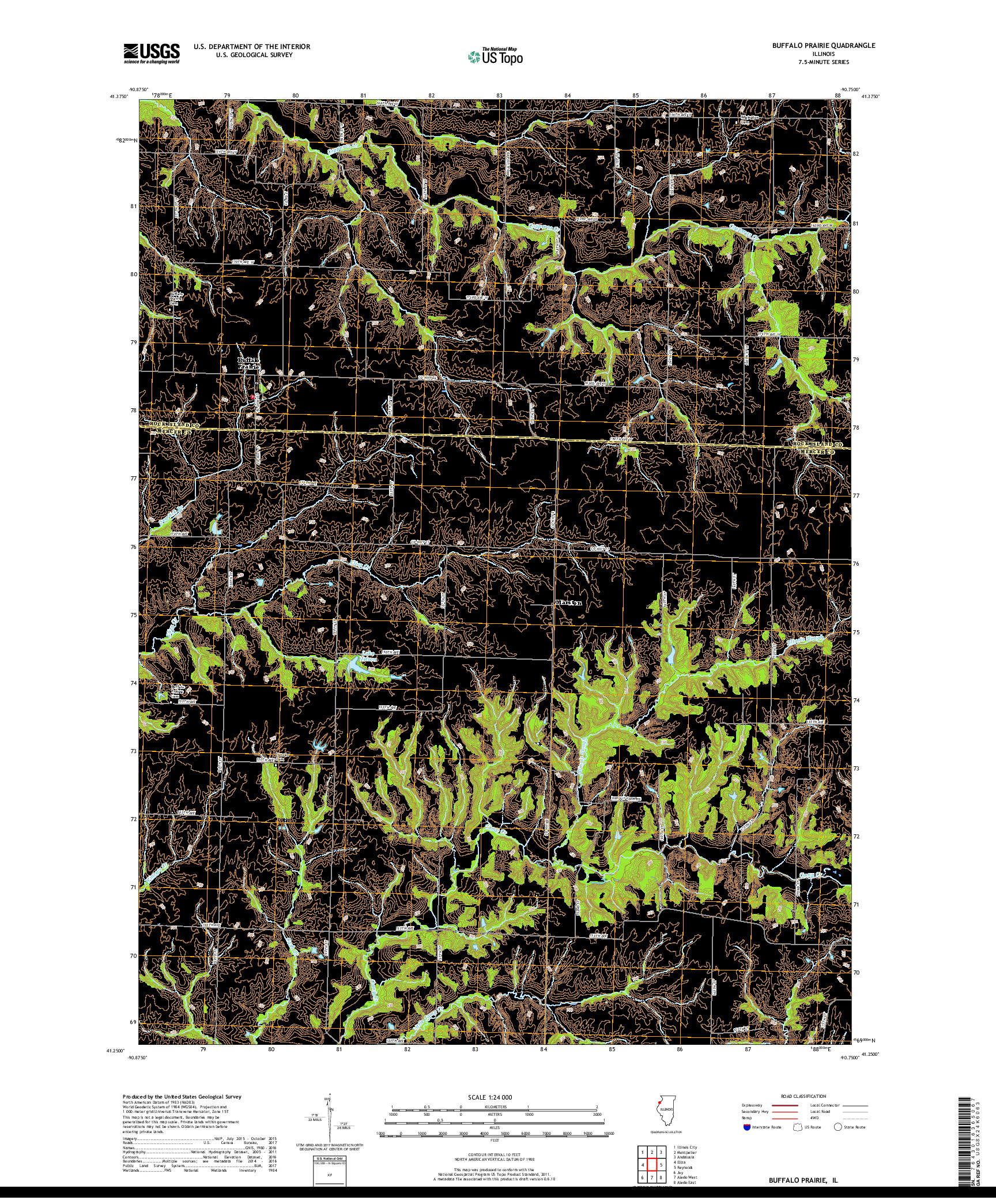 USGS US TOPO 7.5-MINUTE MAP FOR BUFFALO PRAIRIE, IL 2018