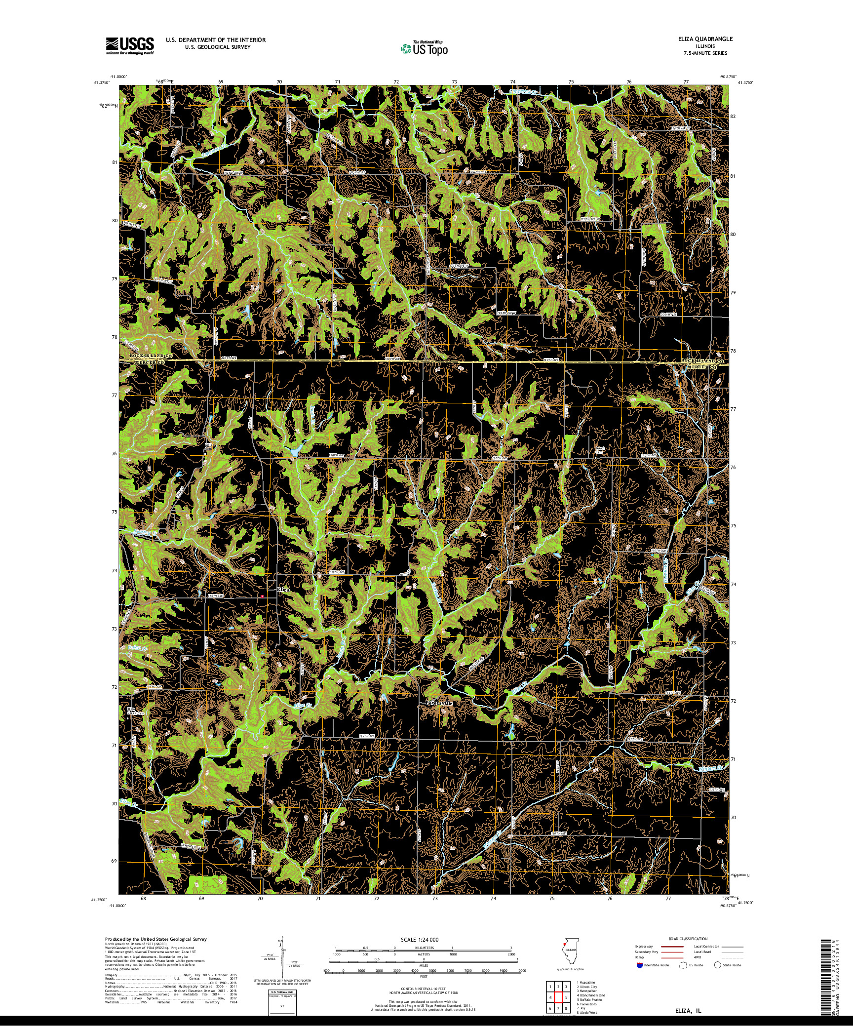 USGS US TOPO 7.5-MINUTE MAP FOR ELIZA, IL 2018